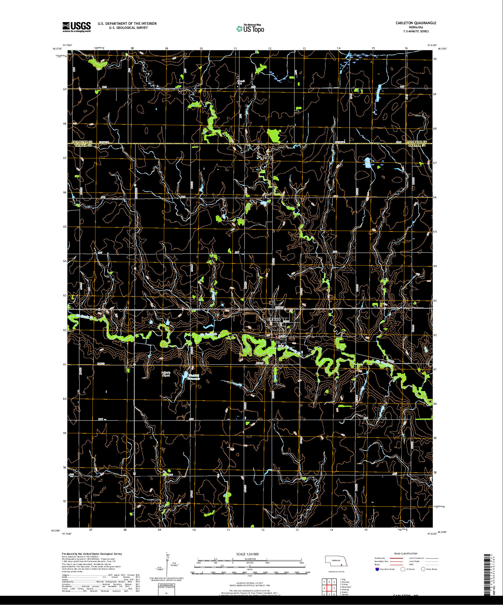 USGS US TOPO 7.5-MINUTE MAP FOR CARLETON, NE 2017