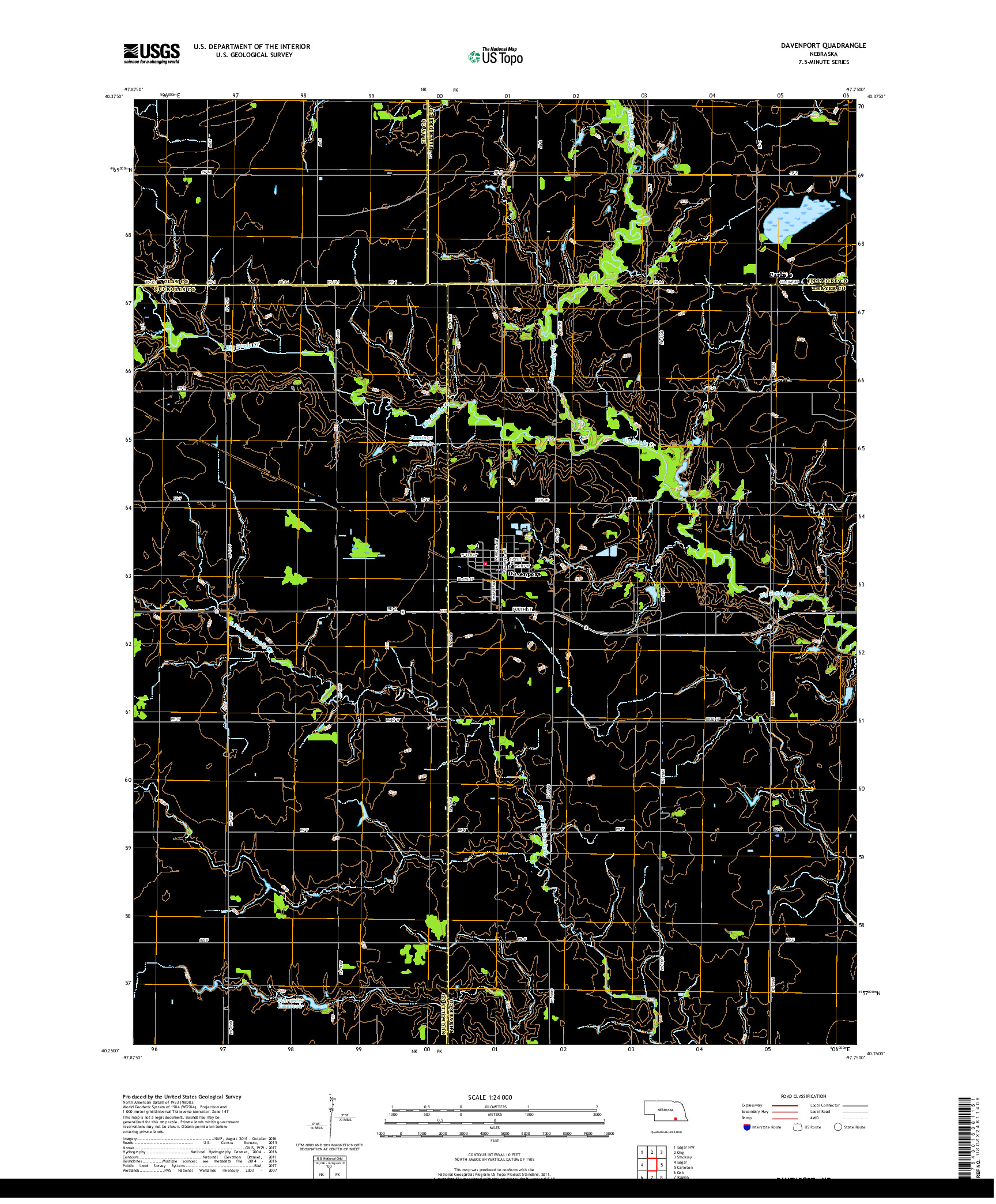 USGS US TOPO 7.5-MINUTE MAP FOR DAVENPORT, NE 2017