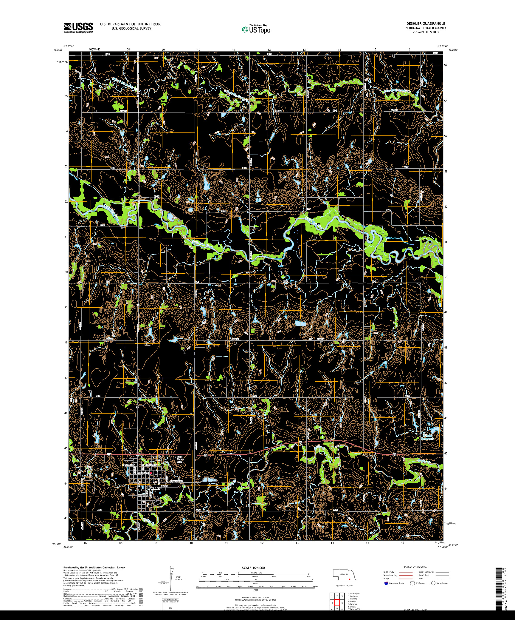 USGS US TOPO 7.5-MINUTE MAP FOR DESHLER, NE 2017