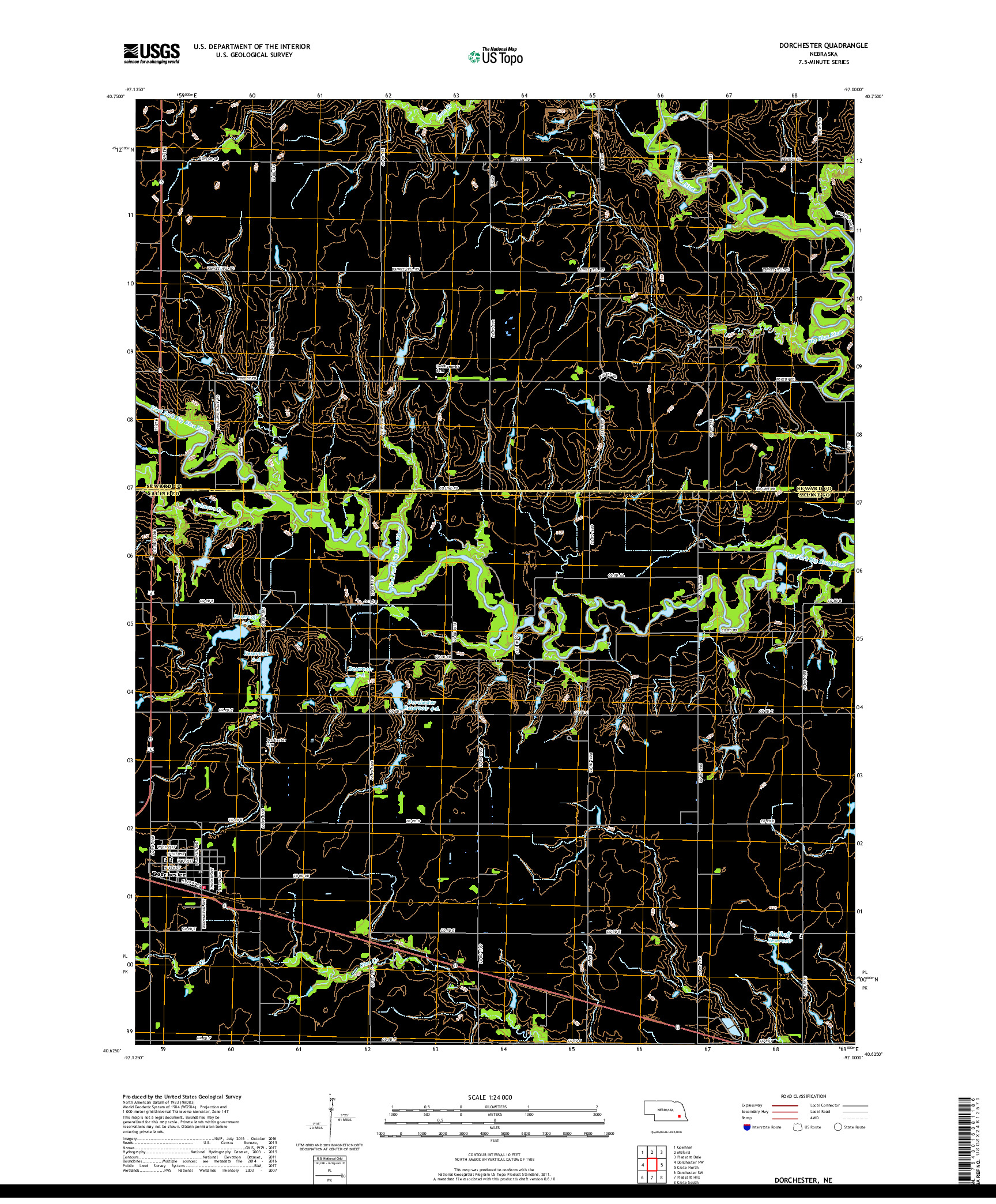 USGS US TOPO 7.5-MINUTE MAP FOR DORCHESTER, NE 2017