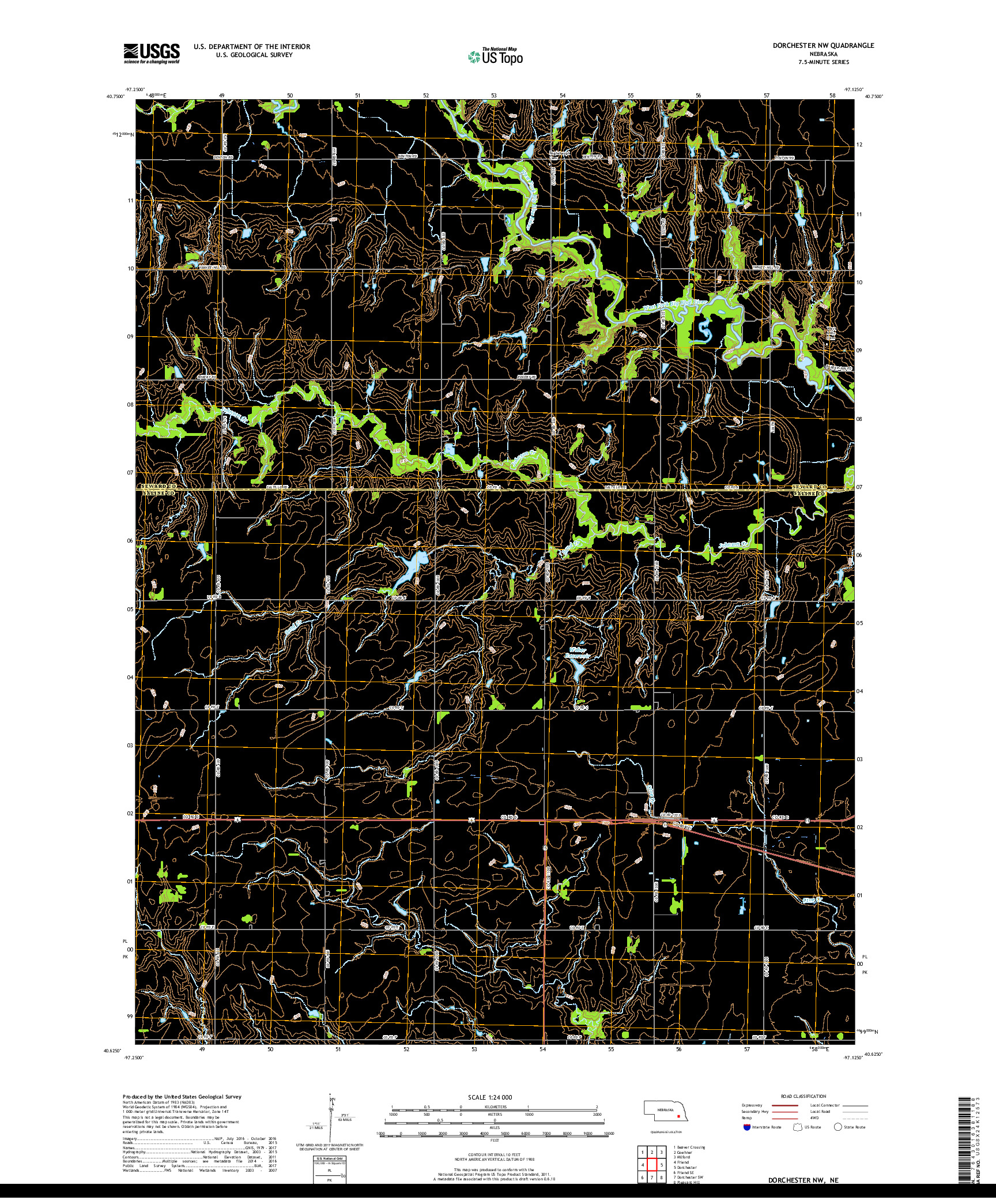 USGS US TOPO 7.5-MINUTE MAP FOR DORCHESTER NW, NE 2017