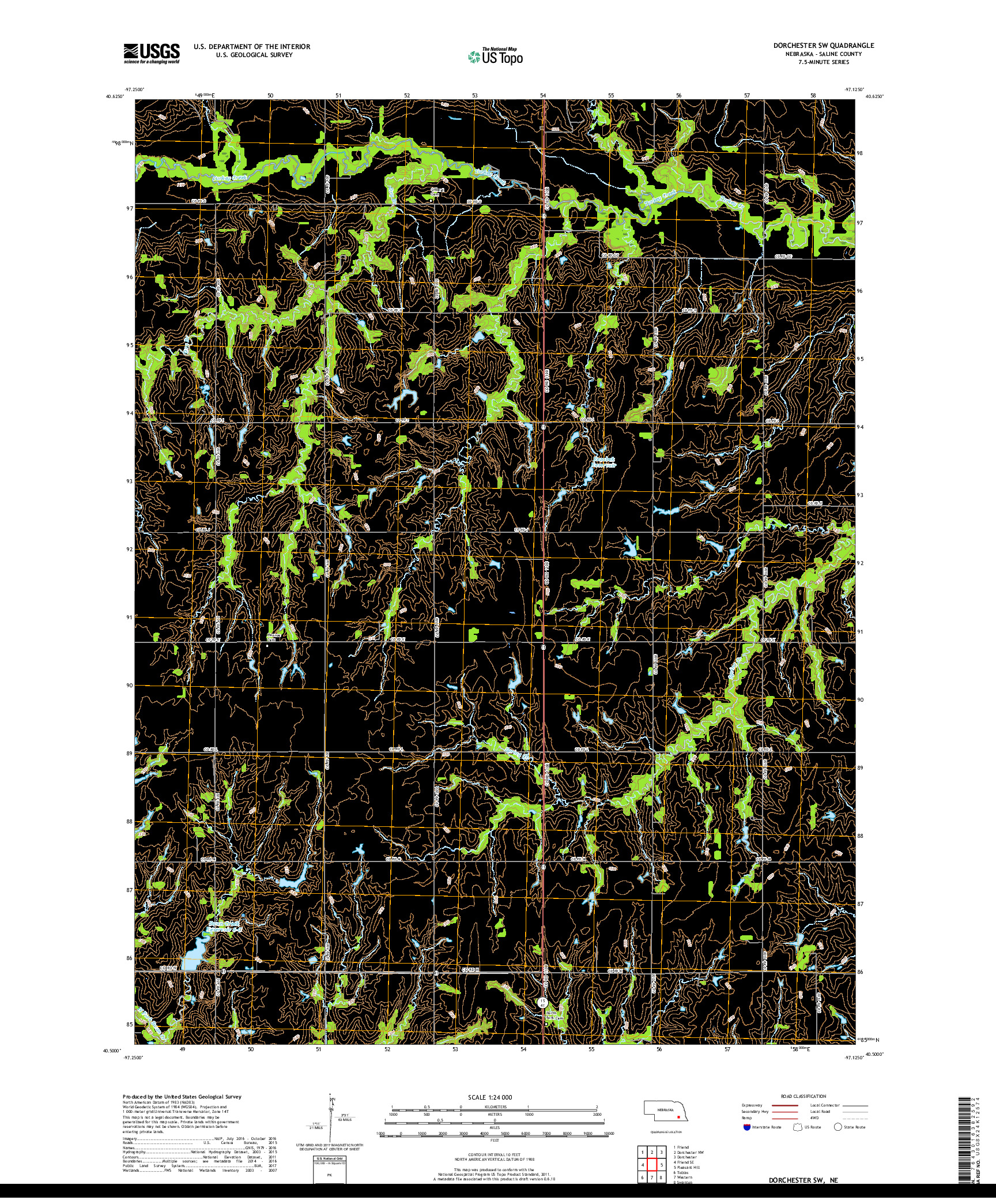 USGS US TOPO 7.5-MINUTE MAP FOR DORCHESTER SW, NE 2017