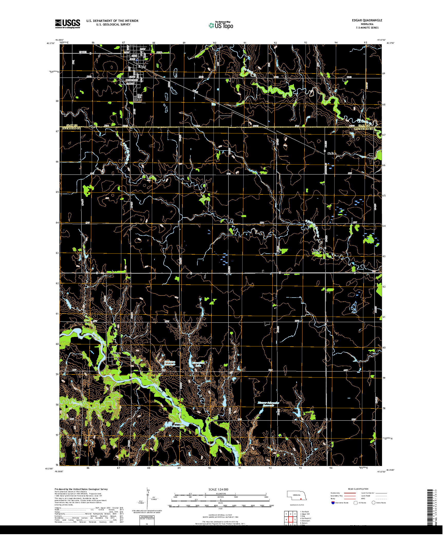 USGS US TOPO 7.5-MINUTE MAP FOR EDGAR, NE 2017