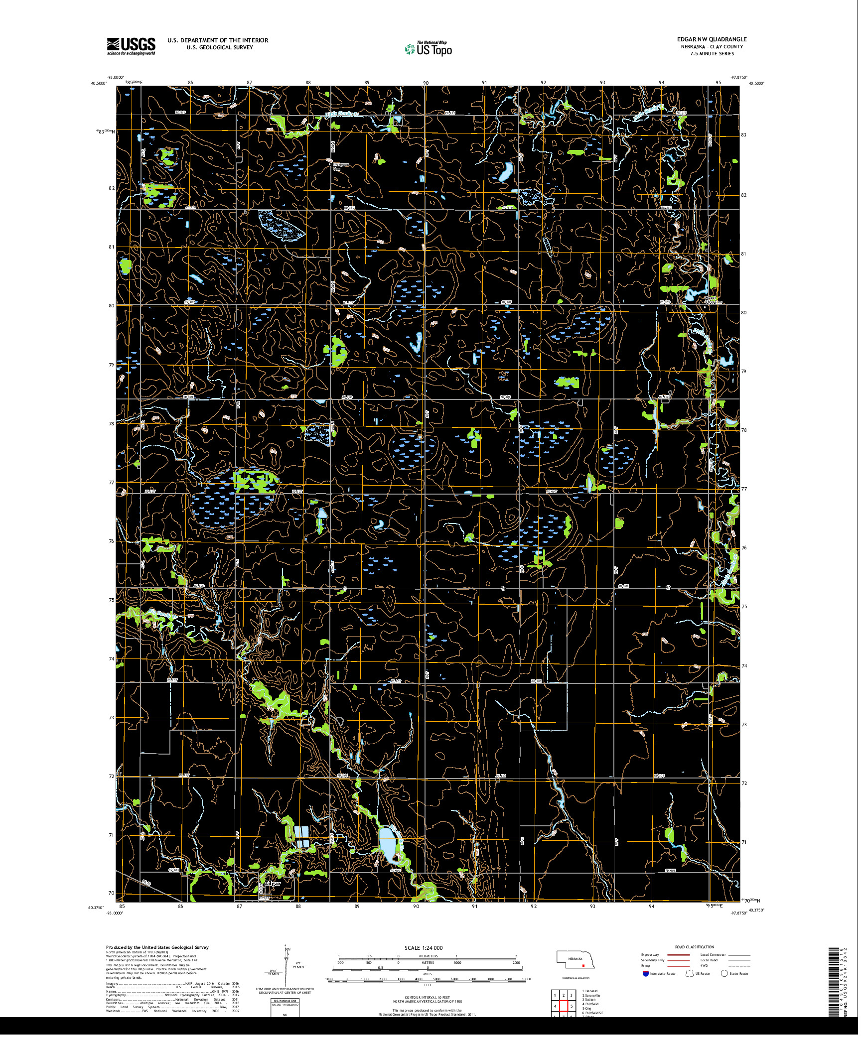 USGS US TOPO 7.5-MINUTE MAP FOR EDGAR NW, NE 2017