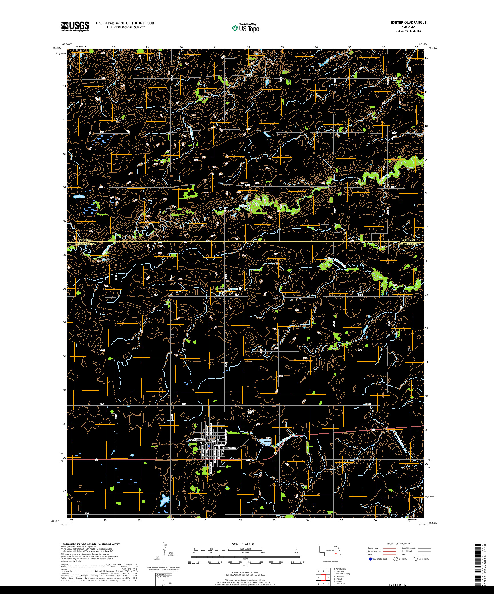 USGS US TOPO 7.5-MINUTE MAP FOR EXETER, NE 2017