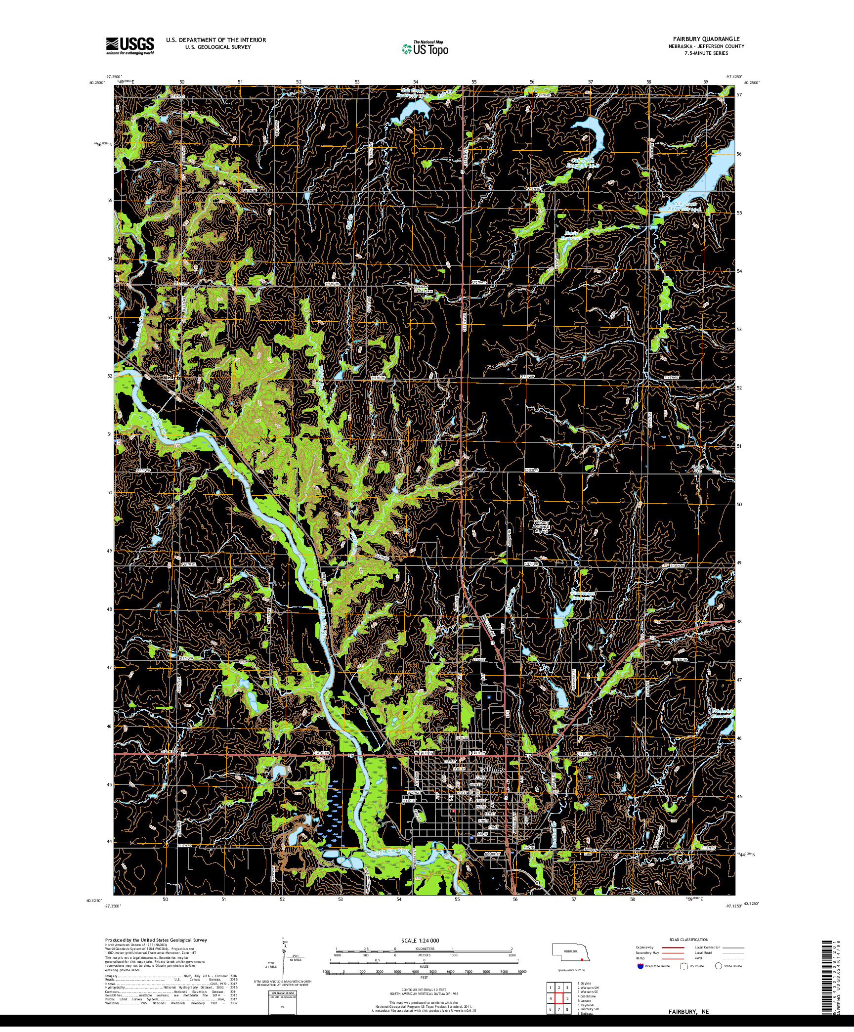 USGS US TOPO 7.5-MINUTE MAP FOR FAIRBURY, NE 2017