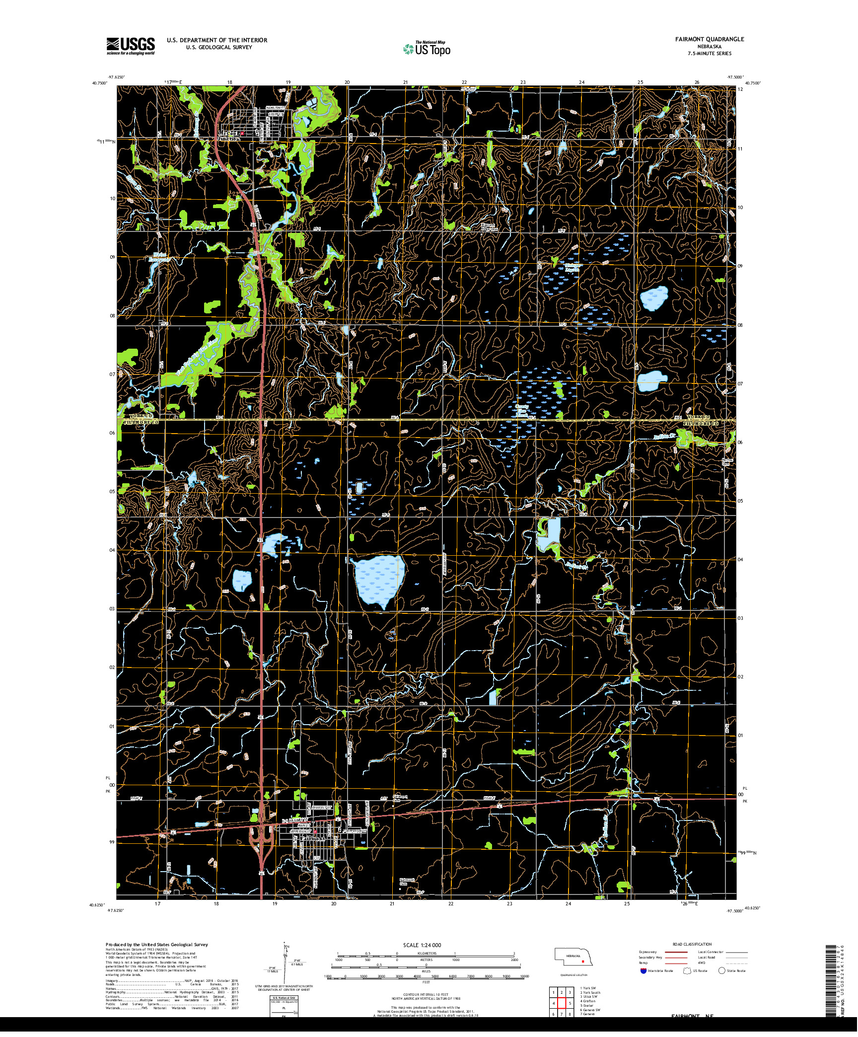 USGS US TOPO 7.5-MINUTE MAP FOR FAIRMONT, NE 2017