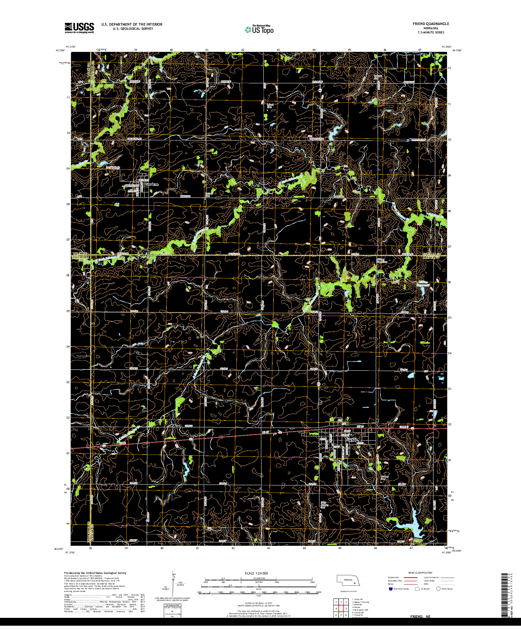 USGS US TOPO 7.5-MINUTE MAP FOR FRIEND, NE 2017