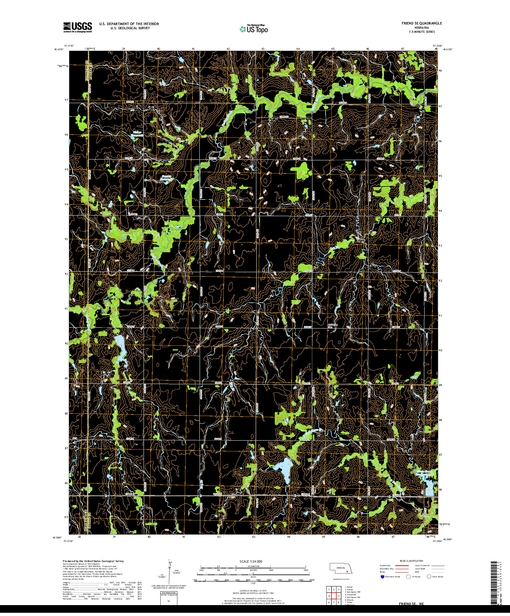 USGS US TOPO 7.5-MINUTE MAP FOR FRIEND SE, NE 2017