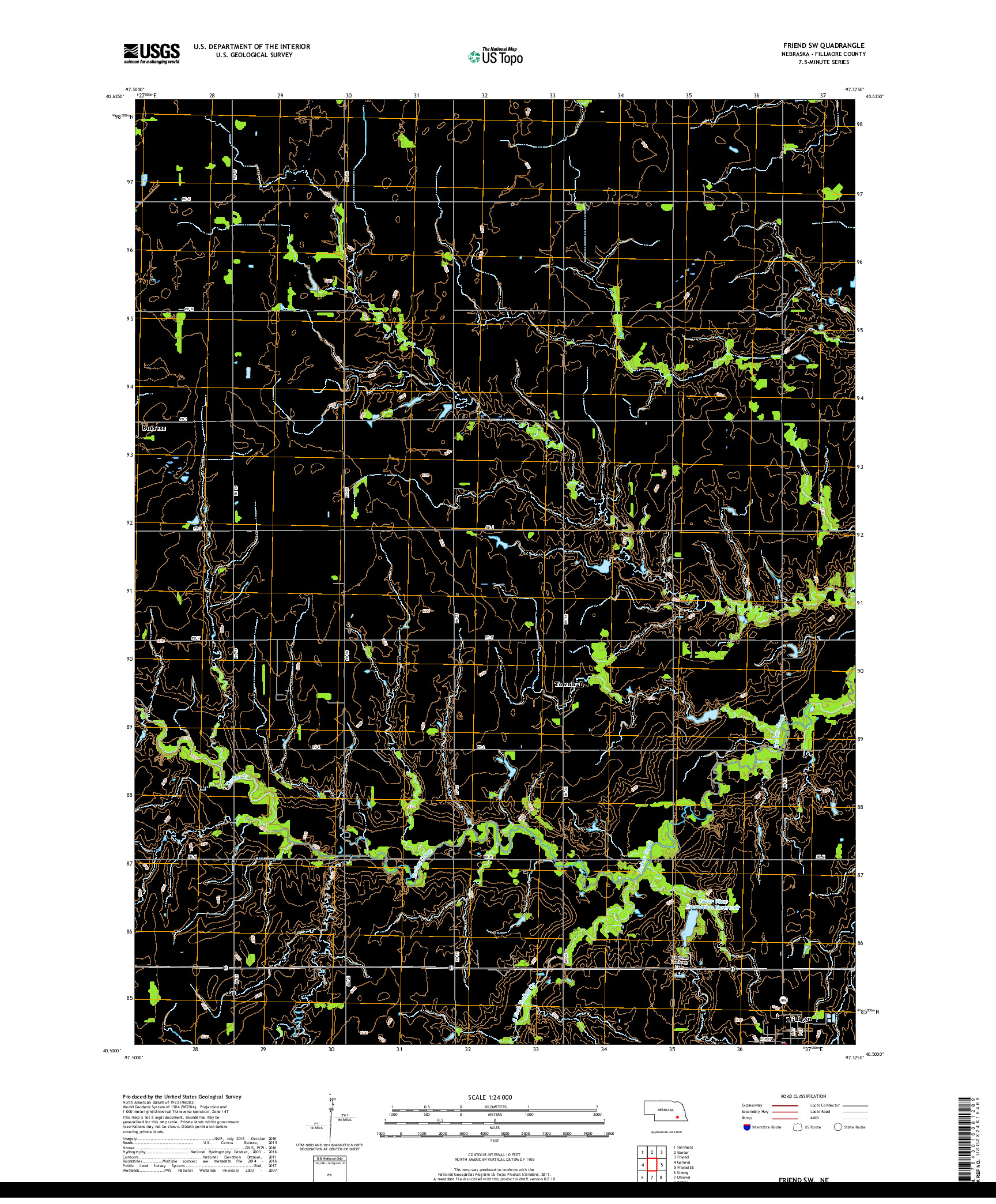 USGS US TOPO 7.5-MINUTE MAP FOR FRIEND SW, NE 2017