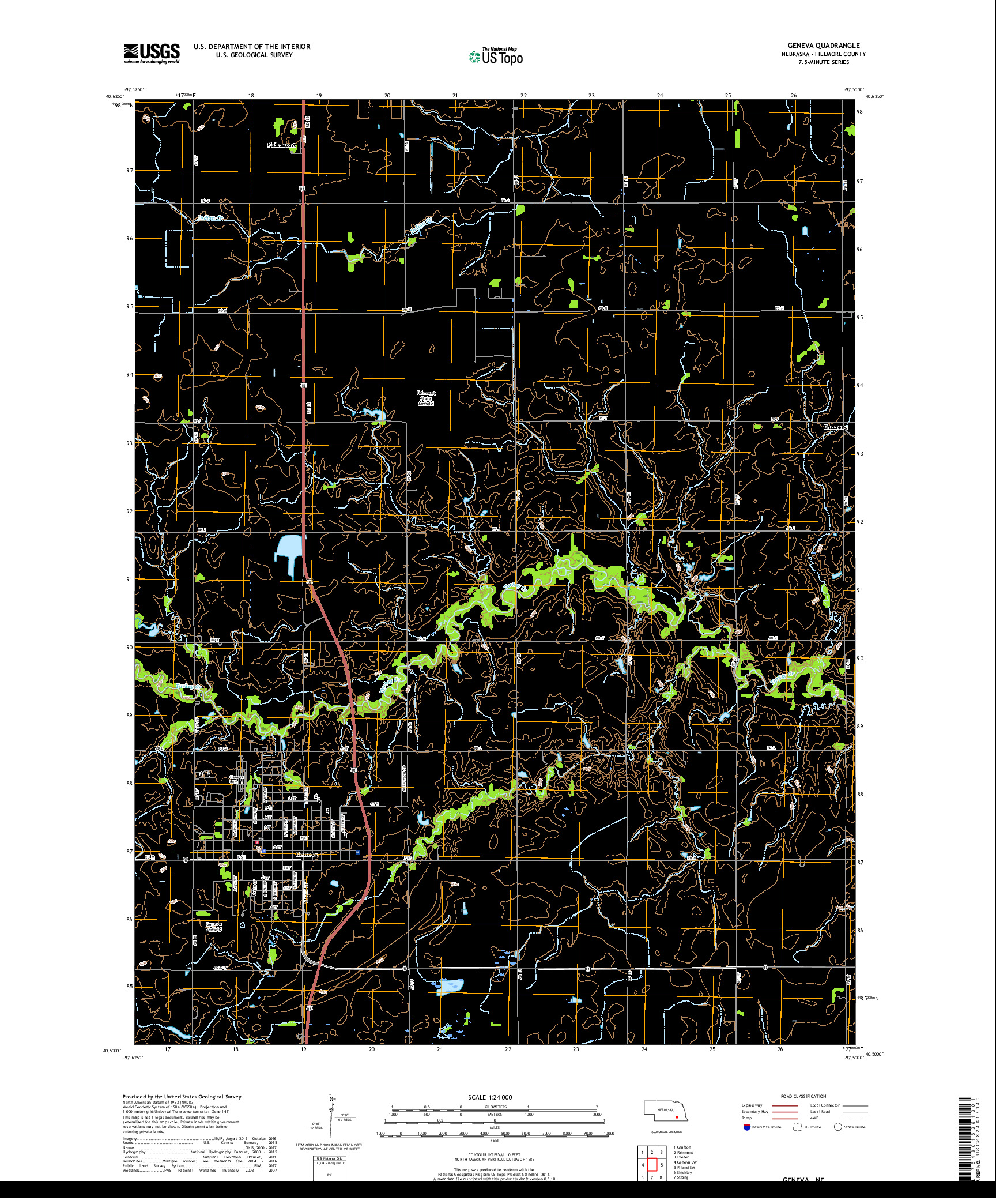 USGS US TOPO 7.5-MINUTE MAP FOR GENEVA, NE 2017