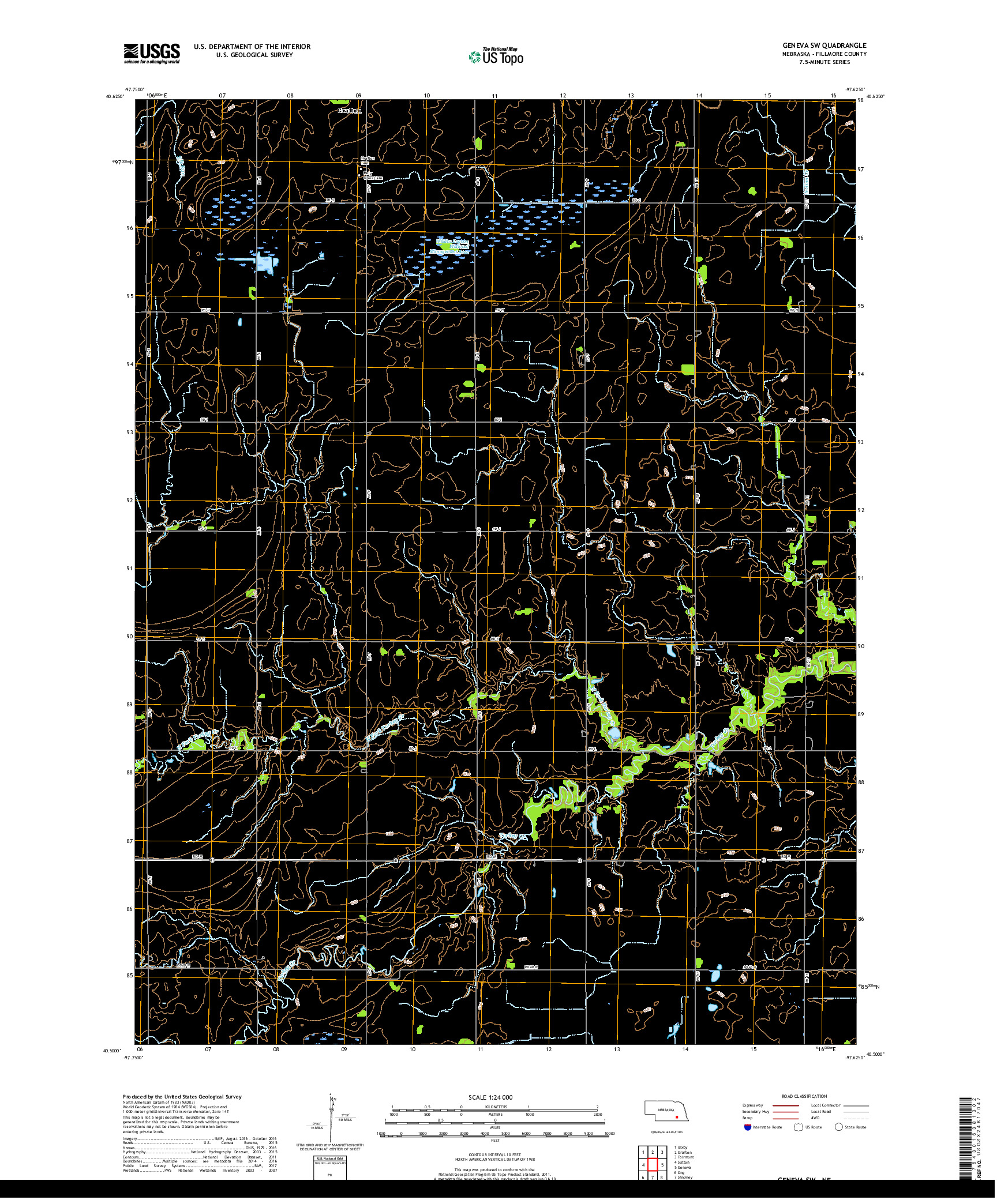 USGS US TOPO 7.5-MINUTE MAP FOR GENEVA SW, NE 2017