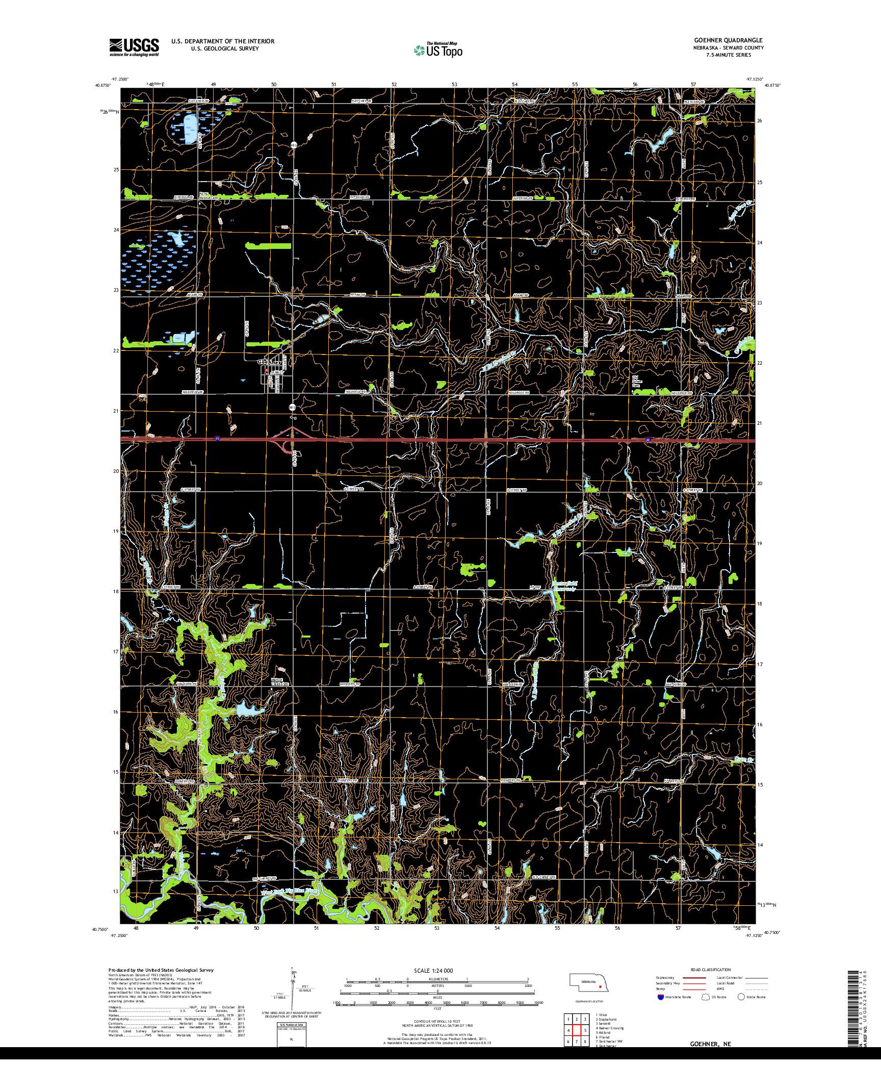 USGS US TOPO 7.5-MINUTE MAP FOR GOEHNER, NE 2017