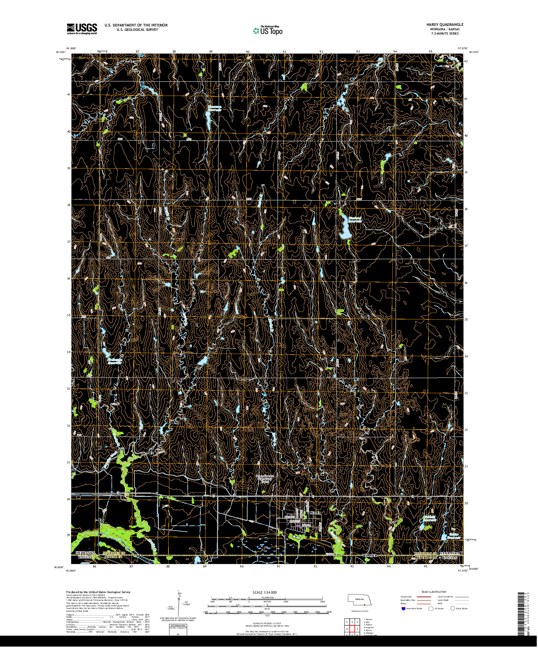 USGS US TOPO 7.5-MINUTE MAP FOR HARDY, NE,KS 2017