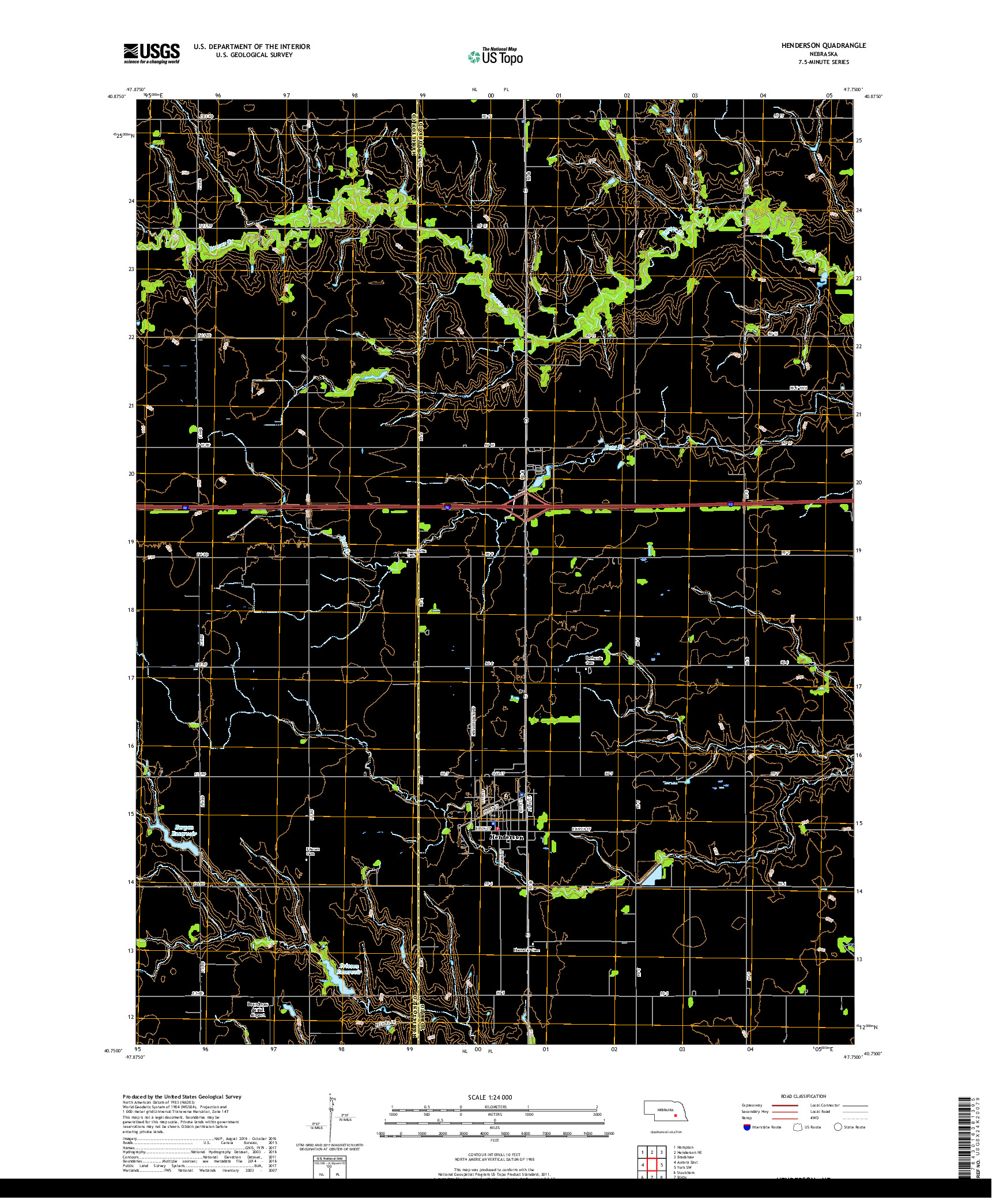 USGS US TOPO 7.5-MINUTE MAP FOR HENDERSON, NE 2017