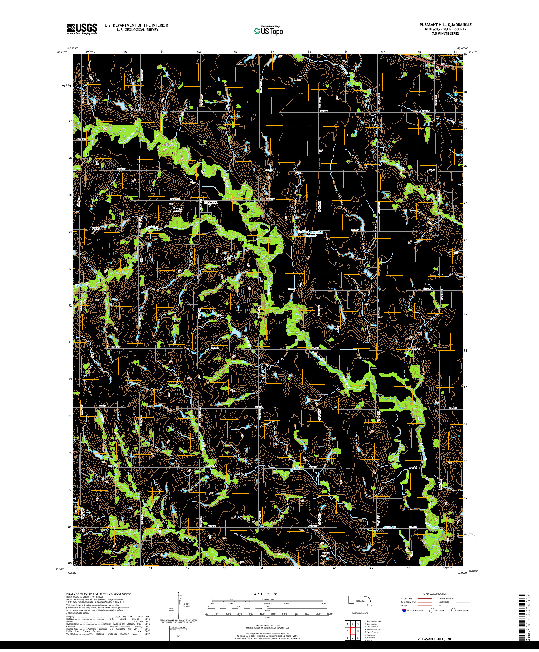 USGS US TOPO 7.5-MINUTE MAP FOR PLEASANT HILL, NE 2017