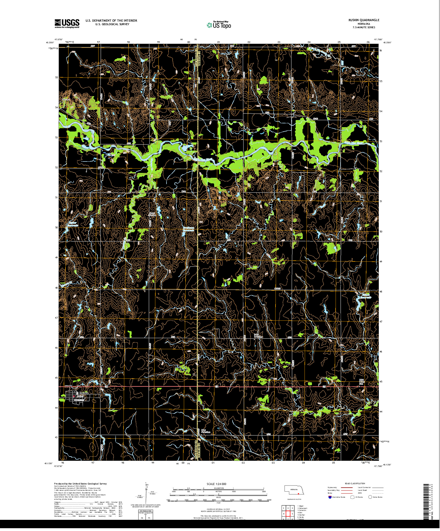USGS US TOPO 7.5-MINUTE MAP FOR RUSKIN, NE 2017