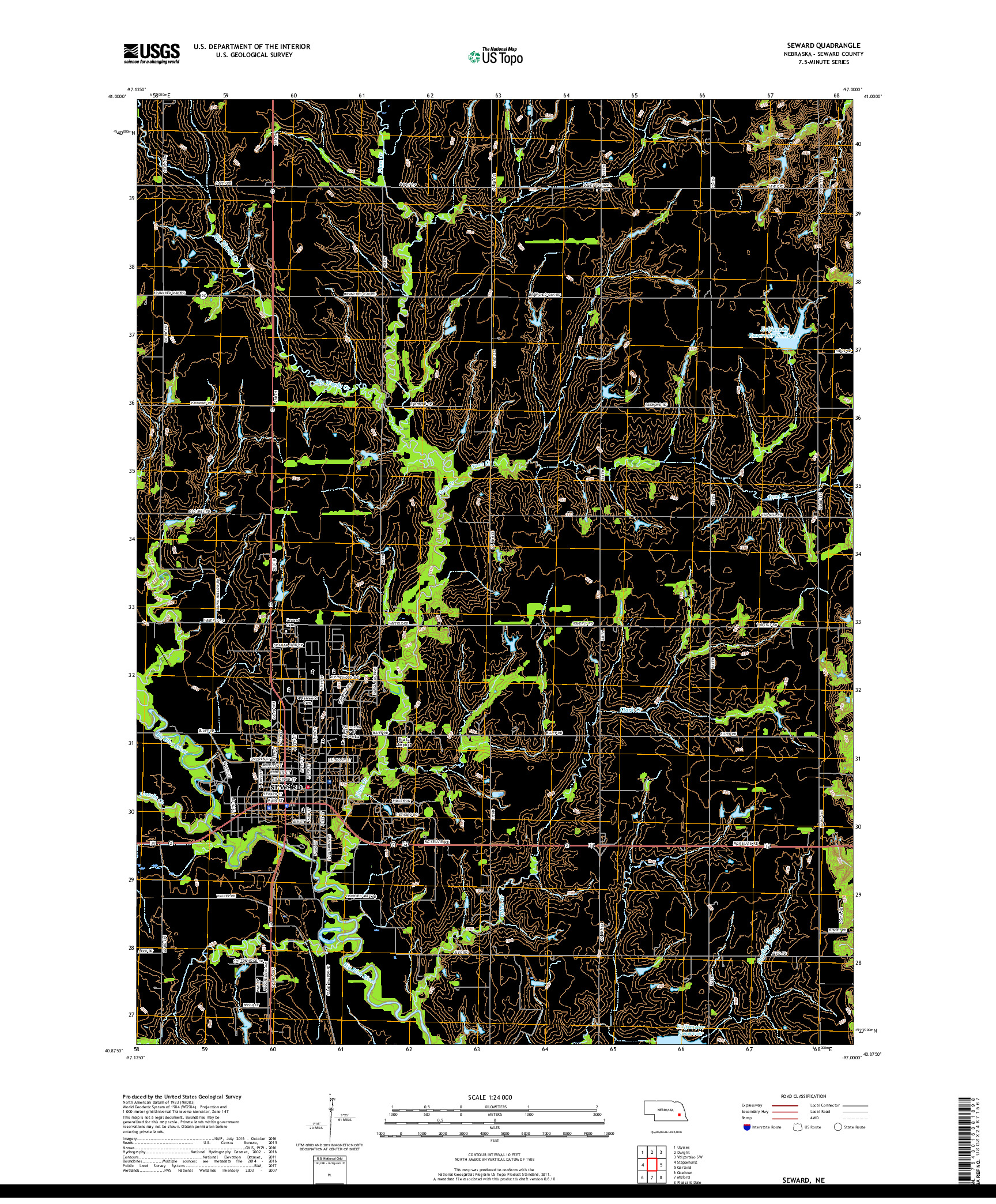 USGS US TOPO 7.5-MINUTE MAP FOR SEWARD, NE 2017