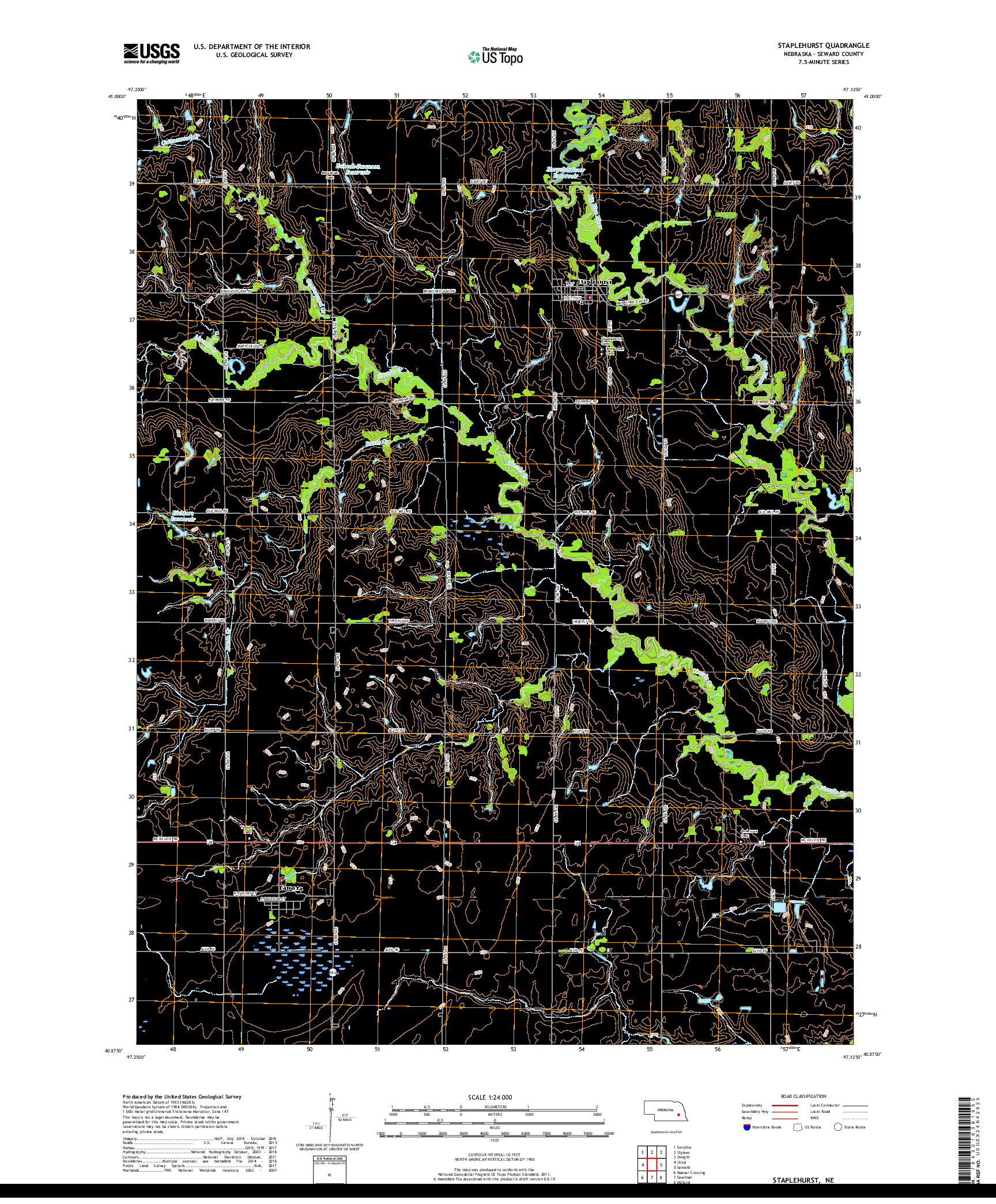 USGS US TOPO 7.5-MINUTE MAP FOR STAPLEHURST, NE 2017