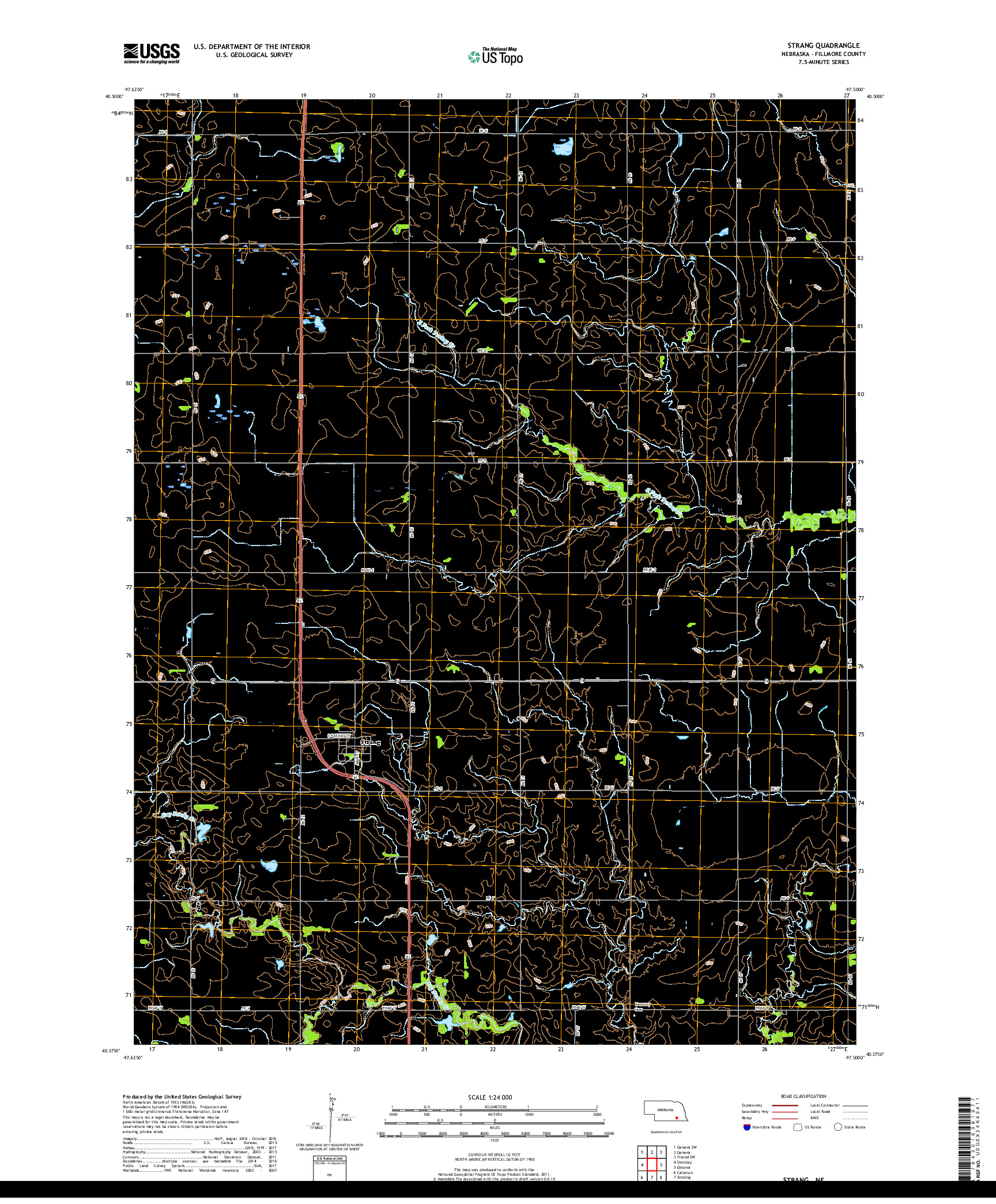 USGS US TOPO 7.5-MINUTE MAP FOR STRANG, NE 2017