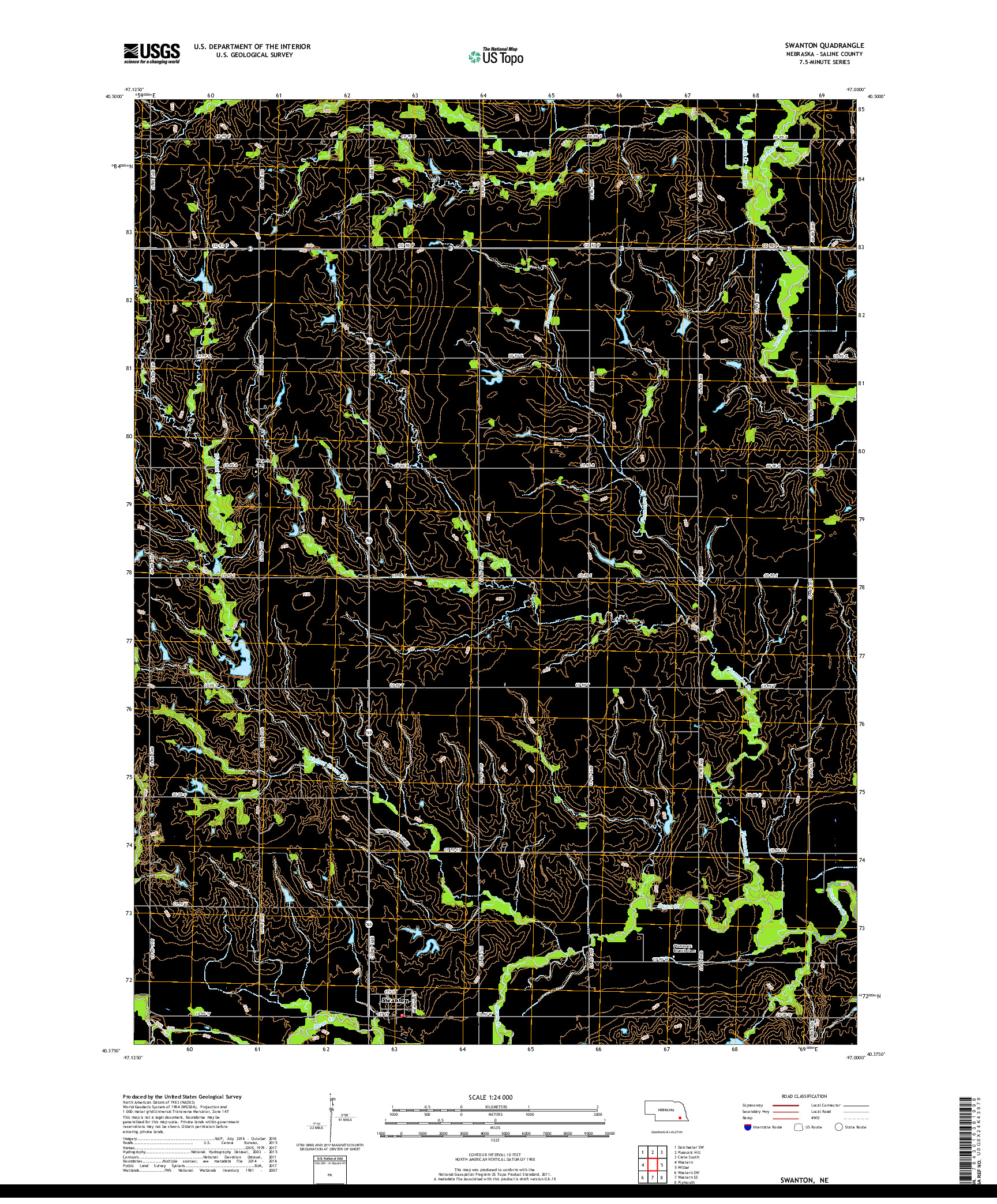 USGS US TOPO 7.5-MINUTE MAP FOR SWANTON, NE 2017