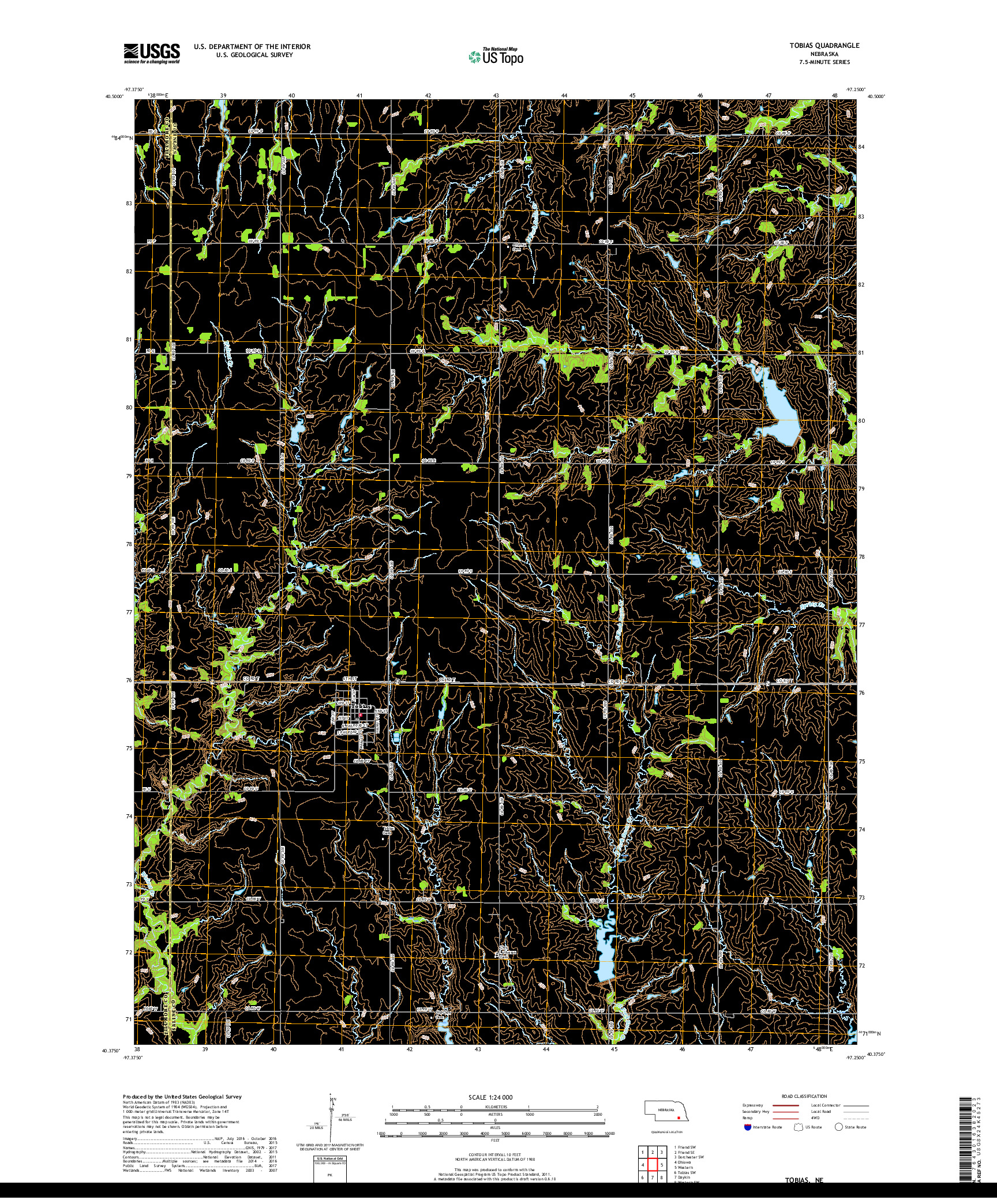 USGS US TOPO 7.5-MINUTE MAP FOR TOBIAS, NE 2017