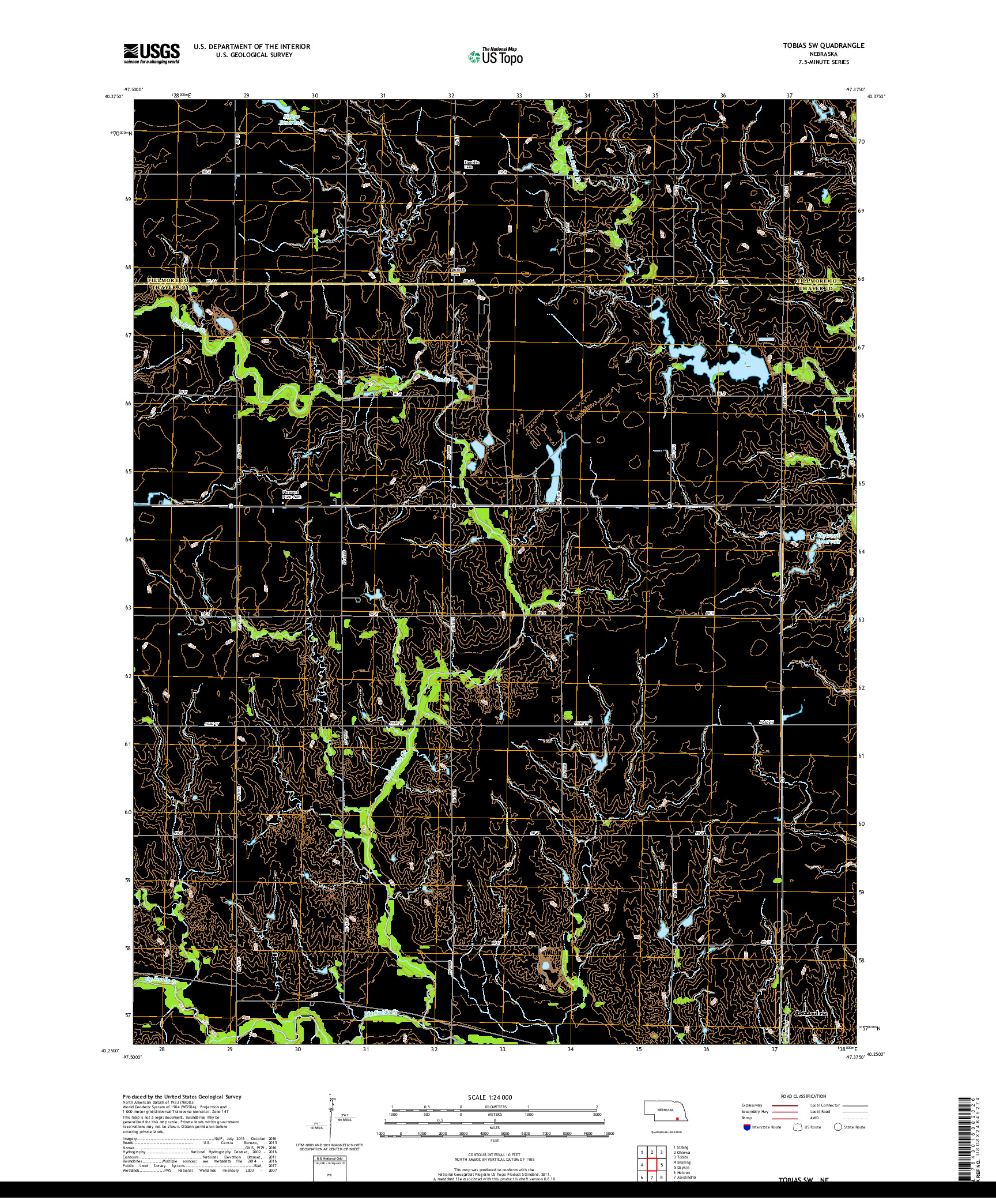 USGS US TOPO 7.5-MINUTE MAP FOR TOBIAS SW, NE 2017
