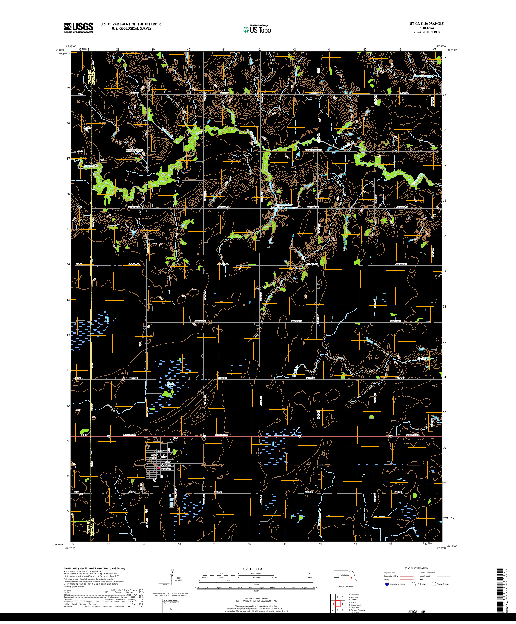 USGS US TOPO 7.5-MINUTE MAP FOR UTICA, NE 2017