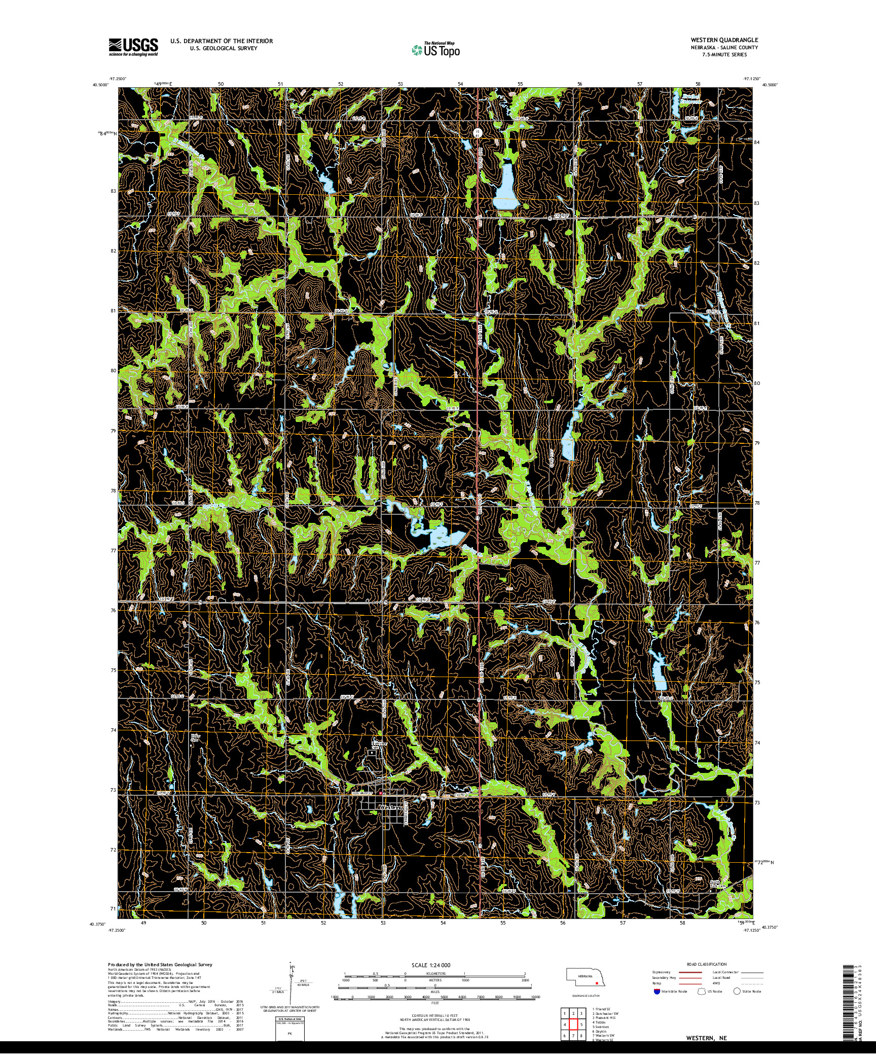 USGS US TOPO 7.5-MINUTE MAP FOR WESTERN, NE 2017