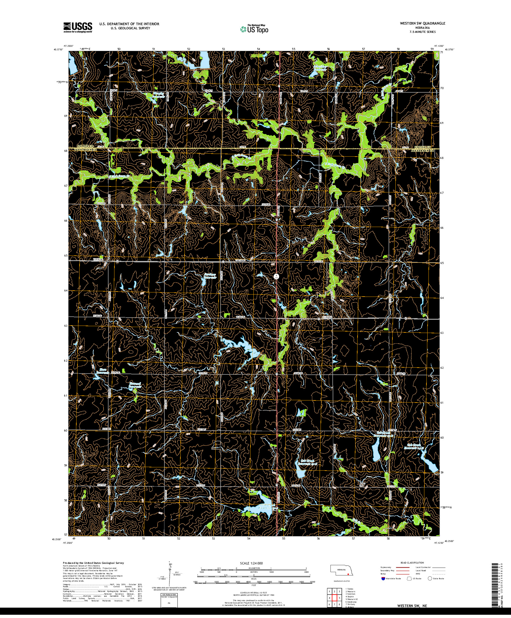 USGS US TOPO 7.5-MINUTE MAP FOR WESTERN SW, NE 2017