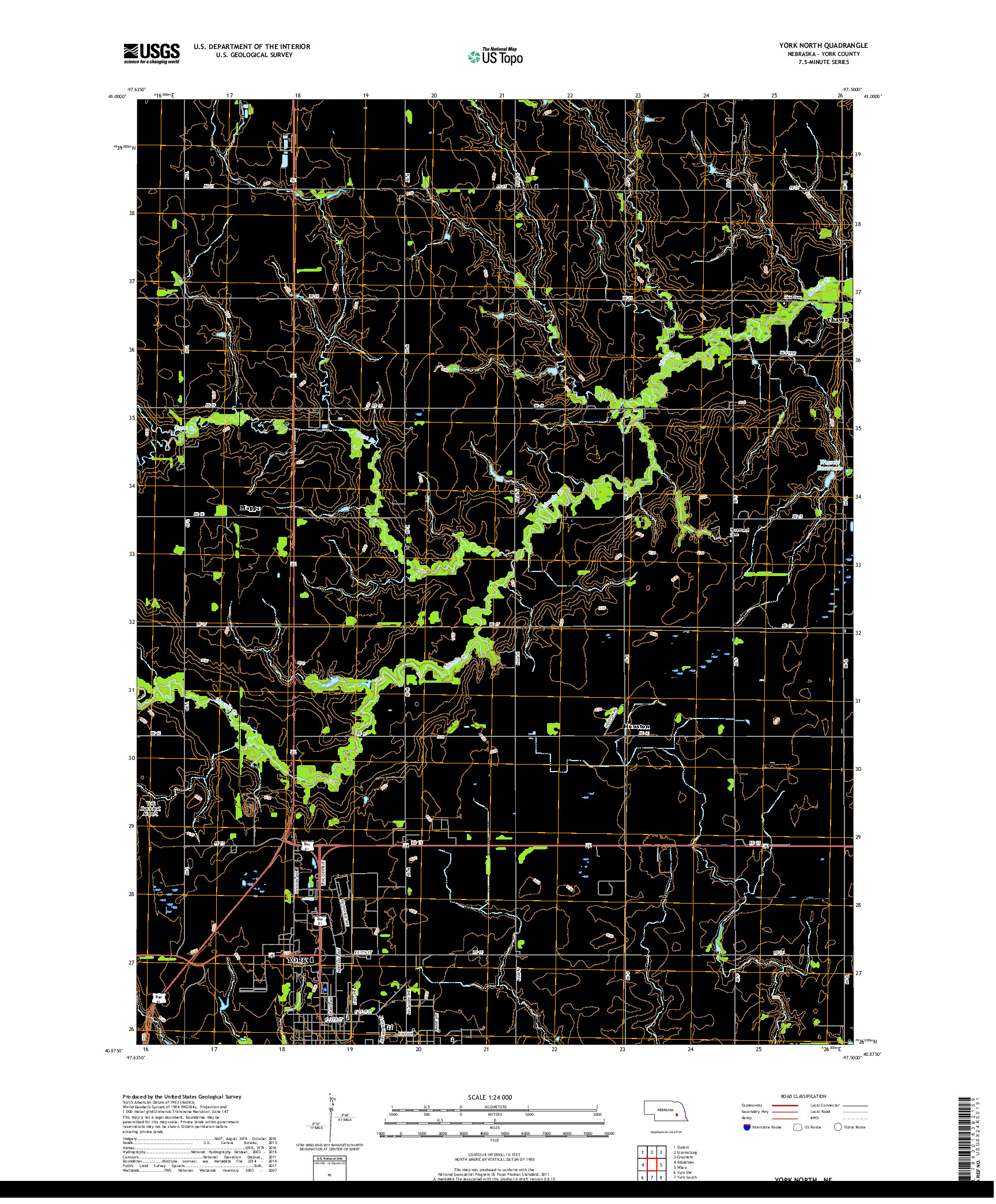 USGS US TOPO 7.5-MINUTE MAP FOR YORK NORTH, NE 2017