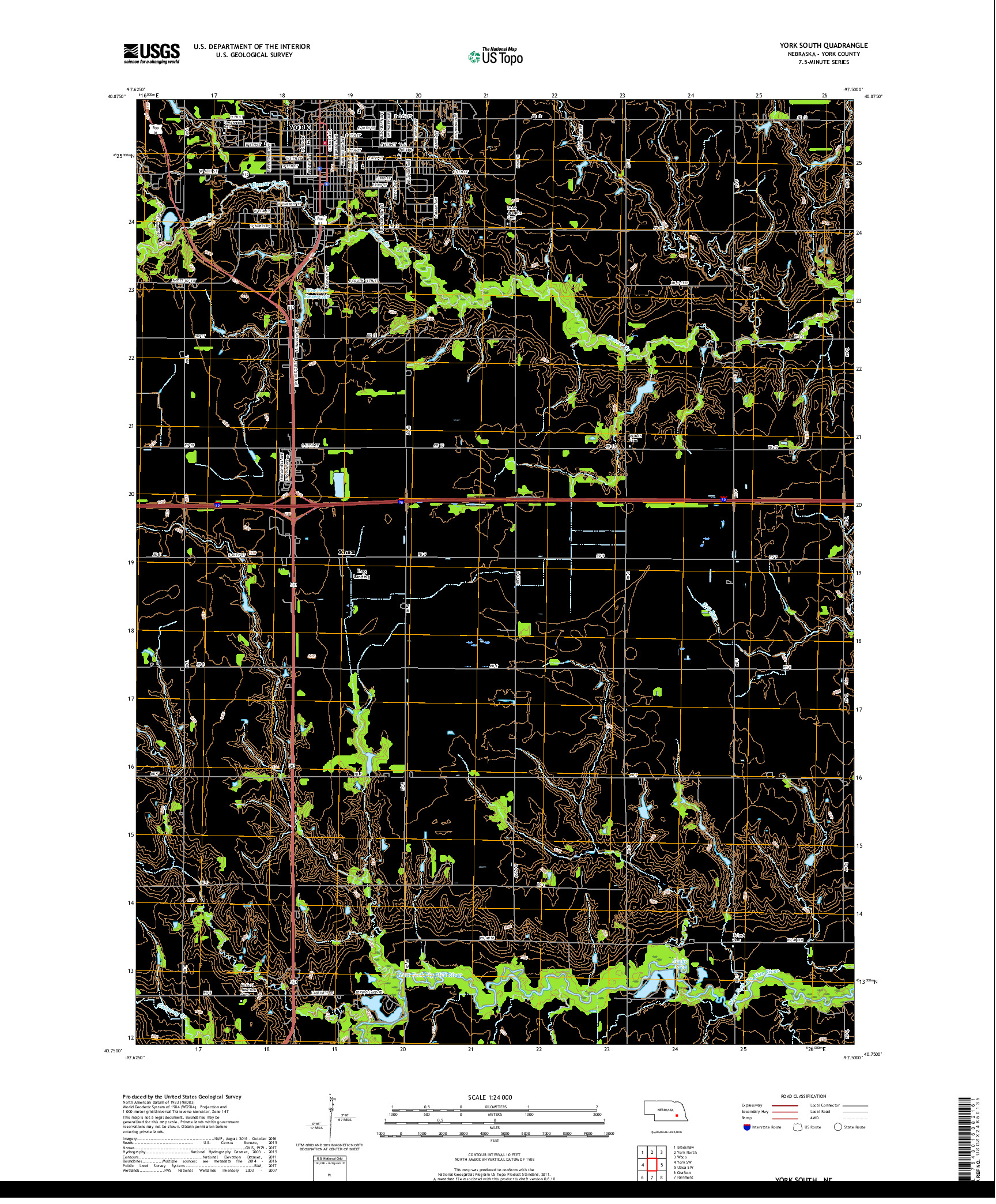 USGS US TOPO 7.5-MINUTE MAP FOR YORK SOUTH, NE 2017