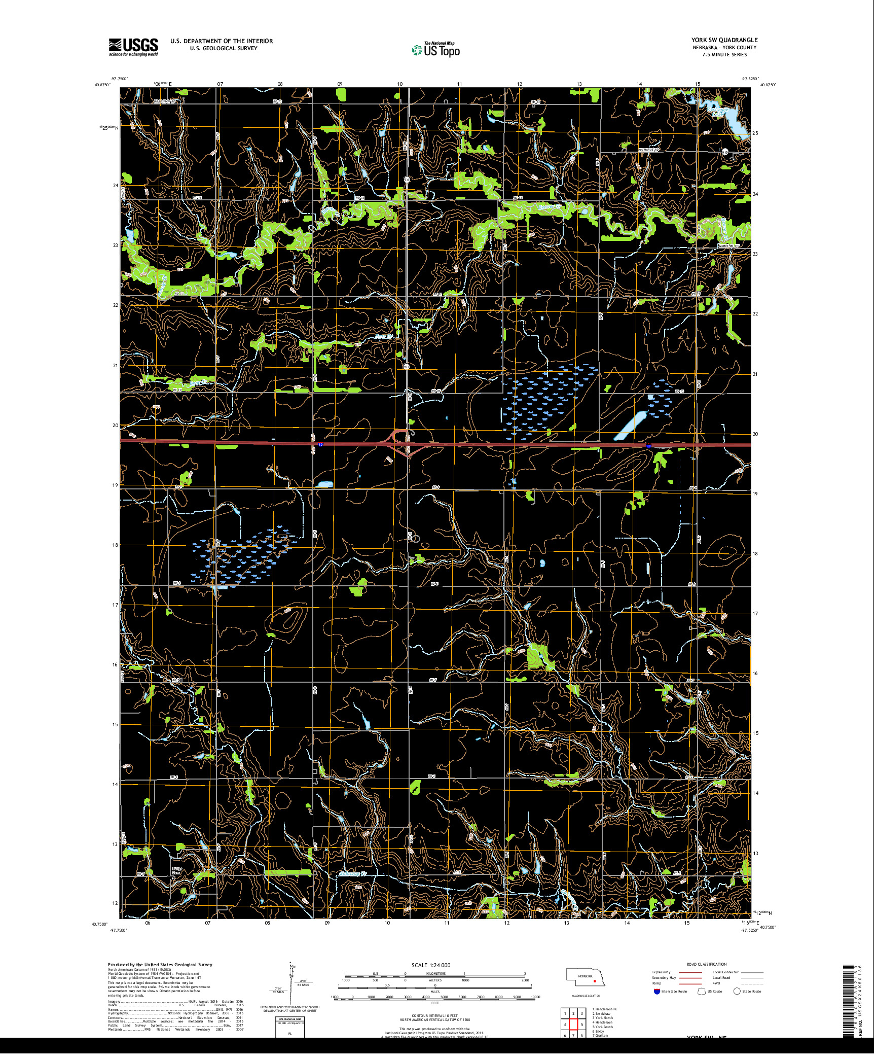 USGS US TOPO 7.5-MINUTE MAP FOR YORK SW, NE 2017