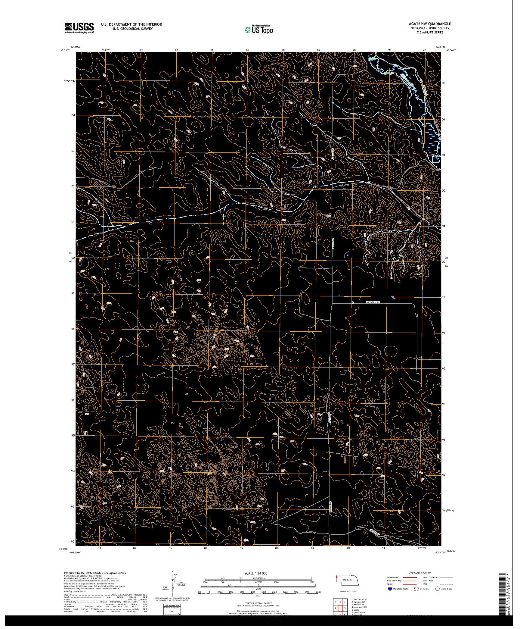 USGS US TOPO 7.5-MINUTE MAP FOR AGATE NW, NE 2017