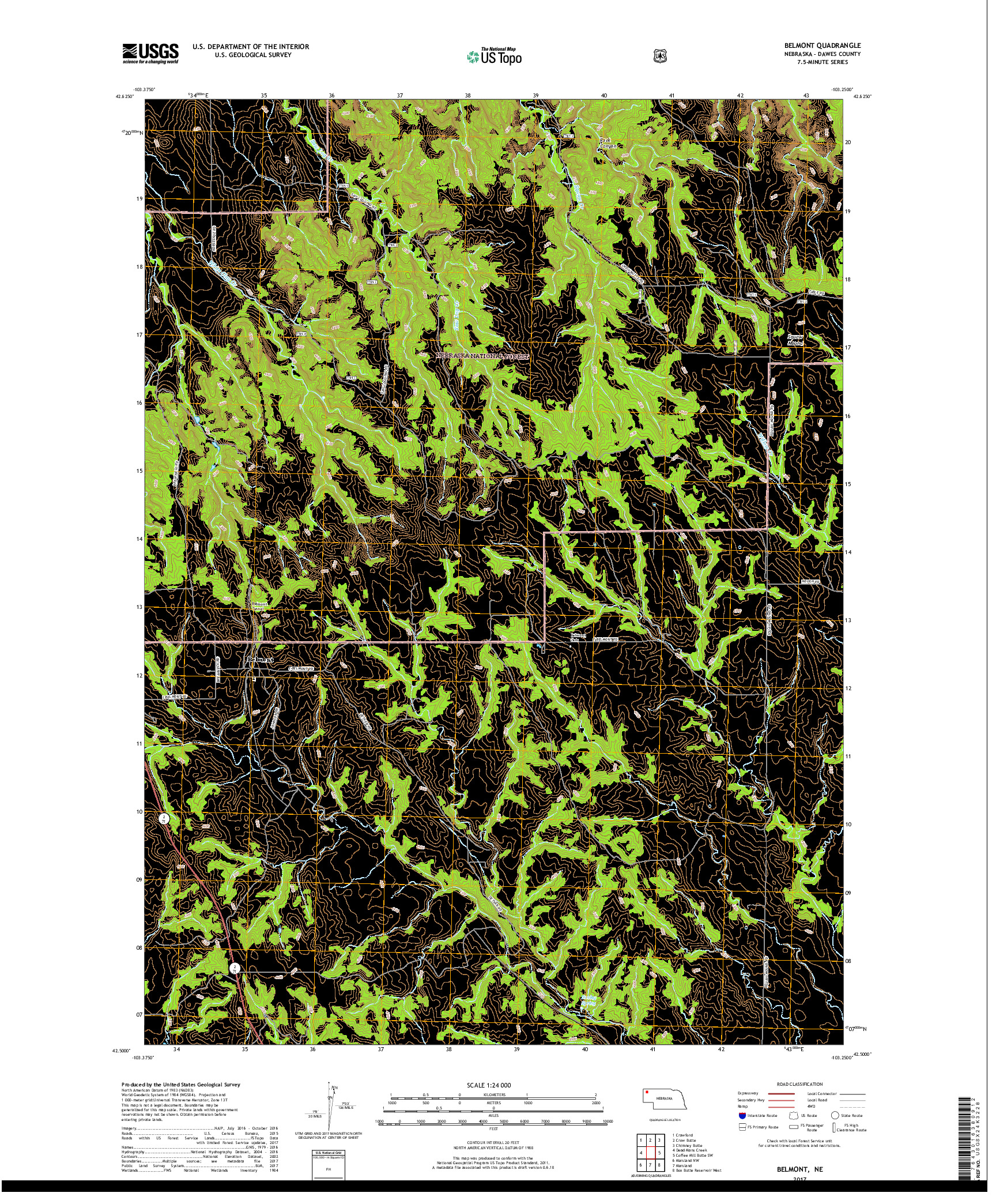 USGS US TOPO 7.5-MINUTE MAP FOR BELMONT, NE 2017