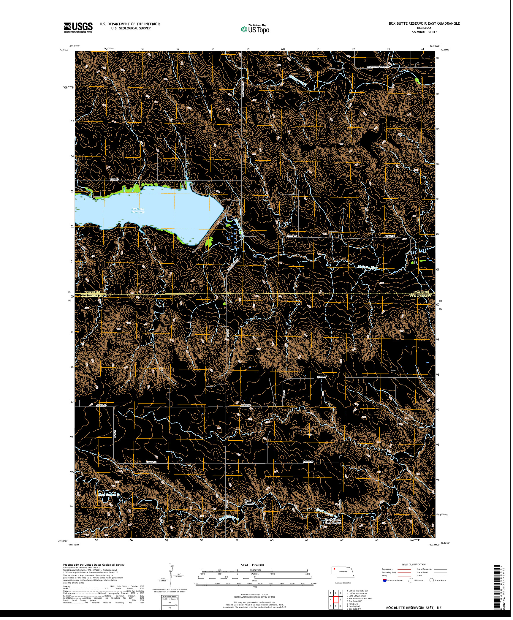 USGS US TOPO 7.5-MINUTE MAP FOR BOX BUTTE RESERVOIR EAST, NE 2017