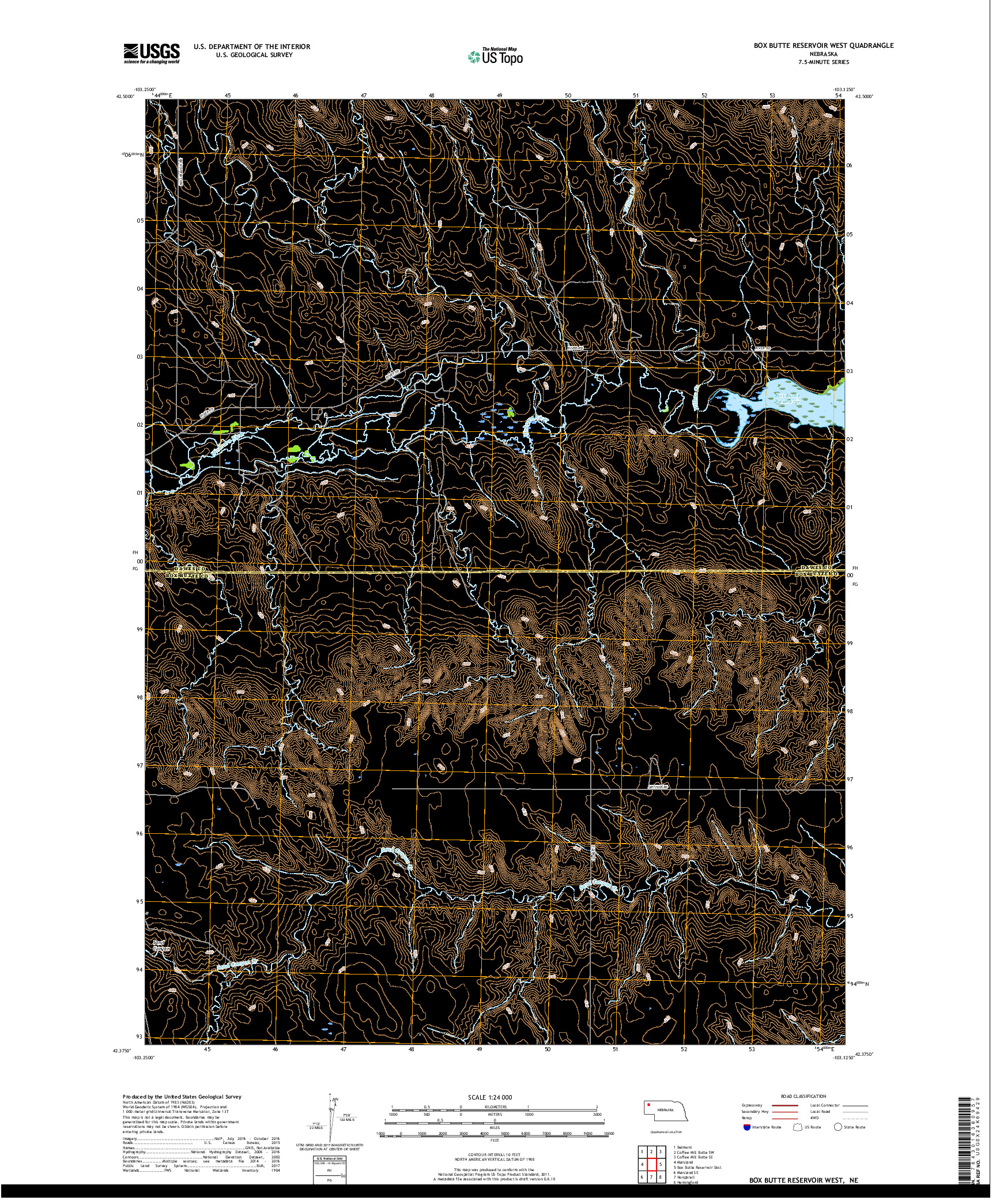 USGS US TOPO 7.5-MINUTE MAP FOR BOX BUTTE RESERVOIR WEST, NE 2017