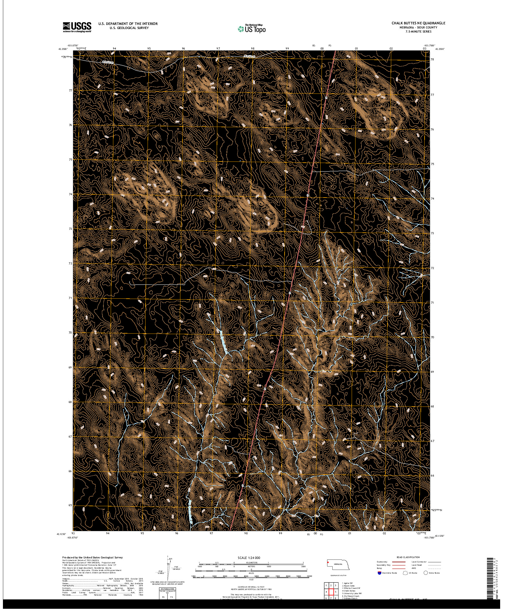 USGS US TOPO 7.5-MINUTE MAP FOR CHALK BUTTES NE, NE 2017