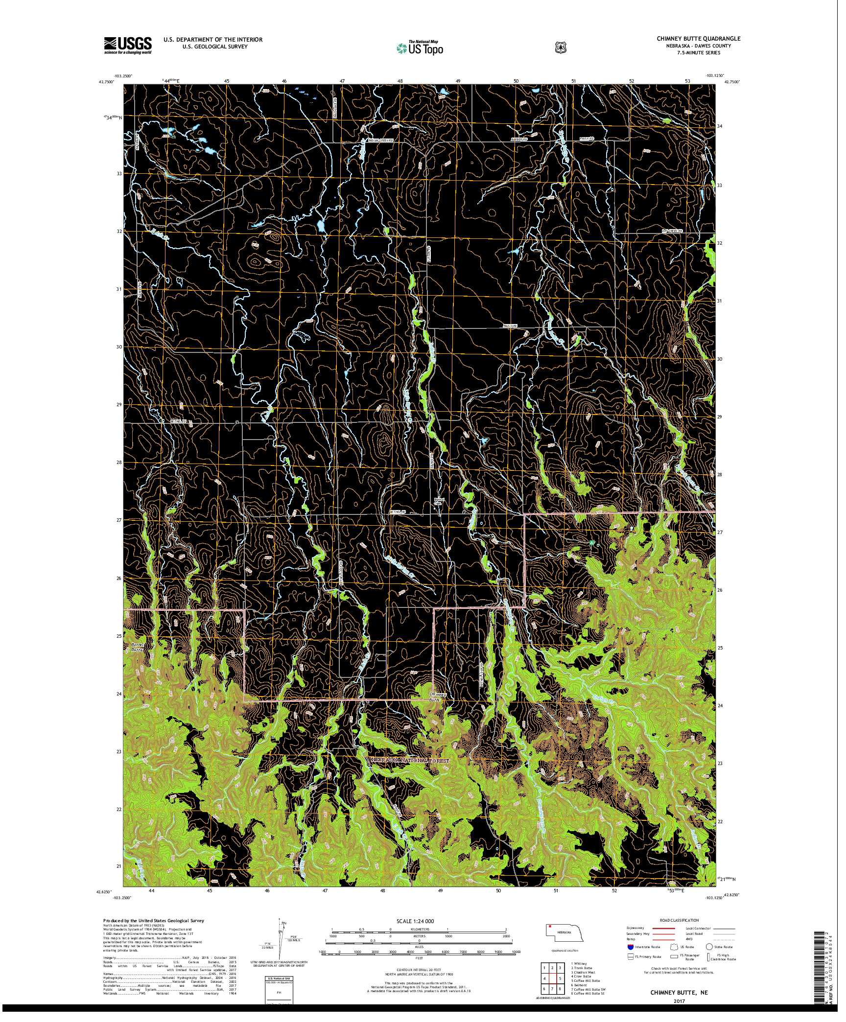 USGS US TOPO 7.5-MINUTE MAP FOR CHIMNEY BUTTE, NE 2017