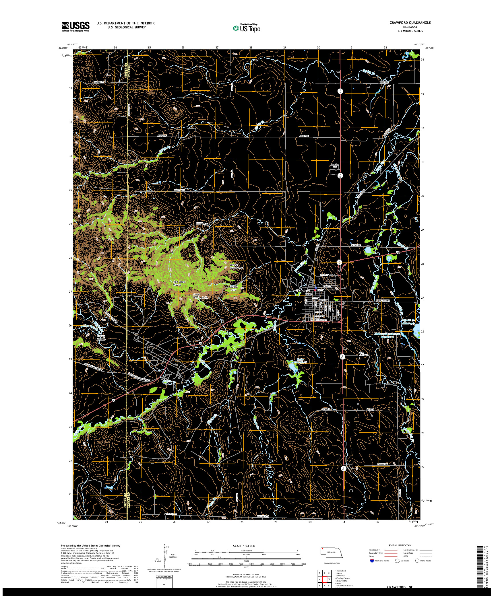 USGS US TOPO 7.5-MINUTE MAP FOR CRAWFORD, NE 2017