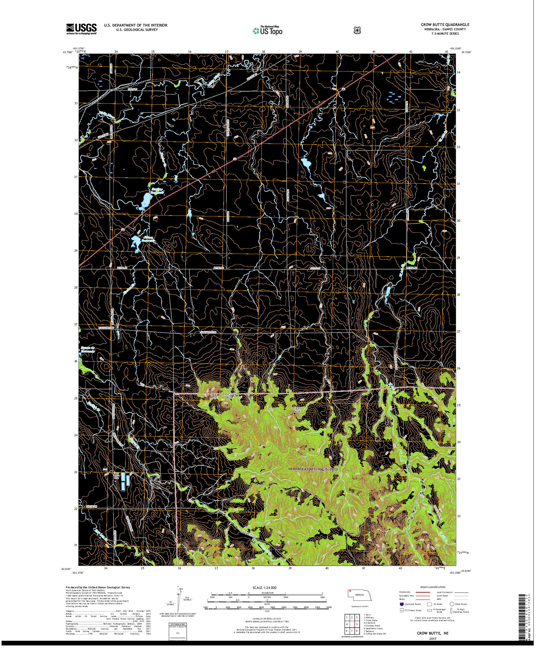 USGS US TOPO 7.5-MINUTE MAP FOR CROW BUTTE, NE 2017