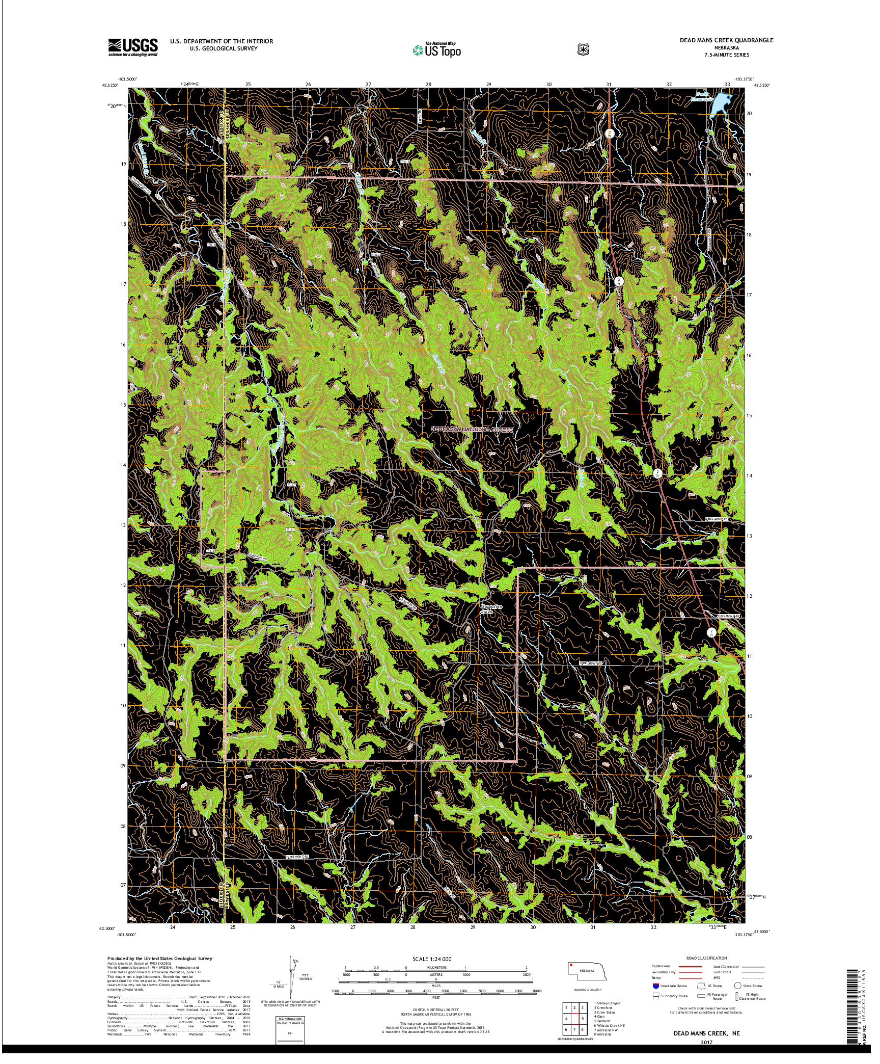 USGS US TOPO 7.5-MINUTE MAP FOR DEAD MANS CREEK, NE 2017