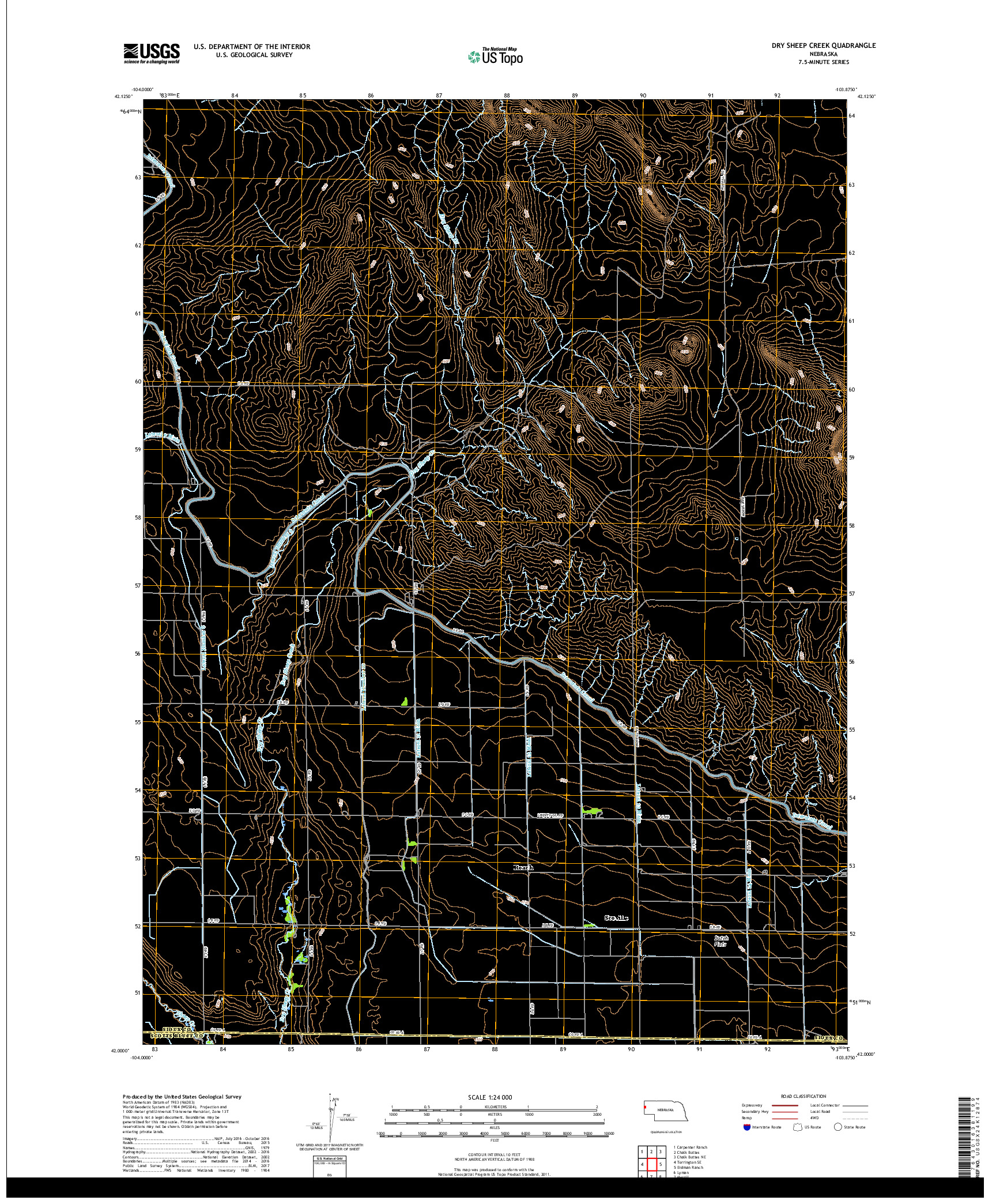 USGS US TOPO 7.5-MINUTE MAP FOR DRY SHEEP CREEK, NE 2017