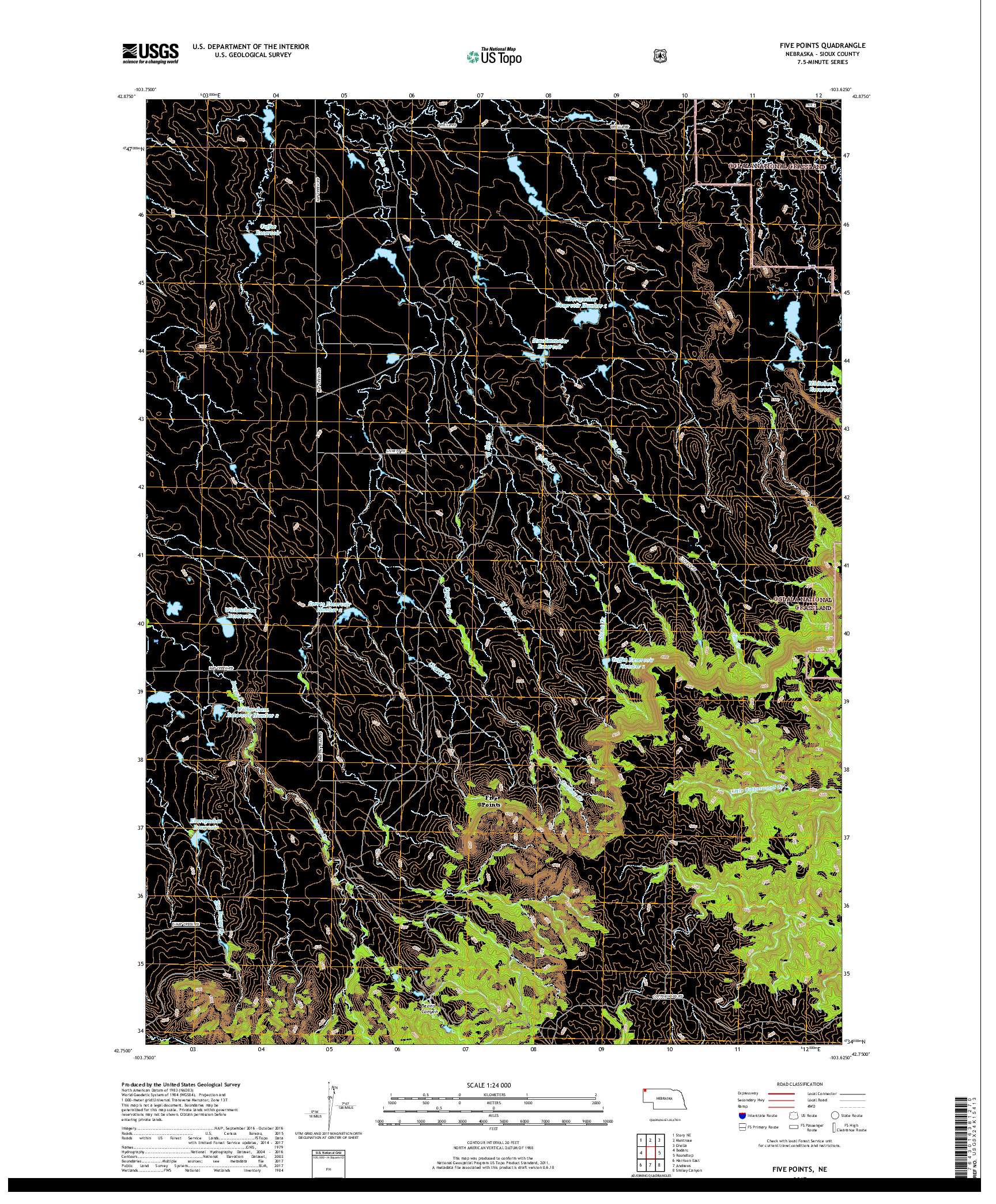 USGS US TOPO 7.5-MINUTE MAP FOR FIVE POINTS, NE 2017