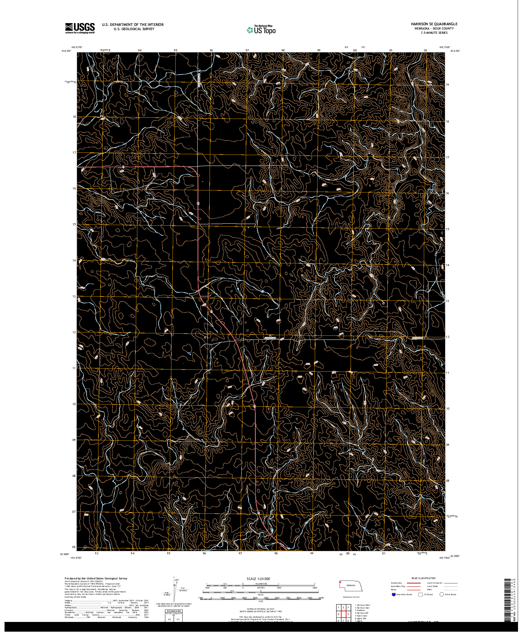USGS US TOPO 7.5-MINUTE MAP FOR HARRISON SE, NE 2017