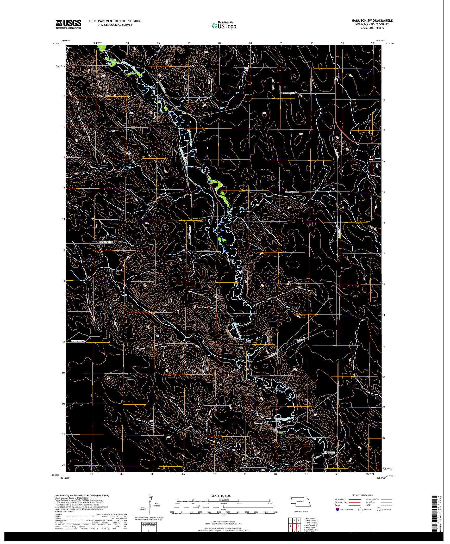 USGS US TOPO 7.5-MINUTE MAP FOR HARRISON SW, NE 2017