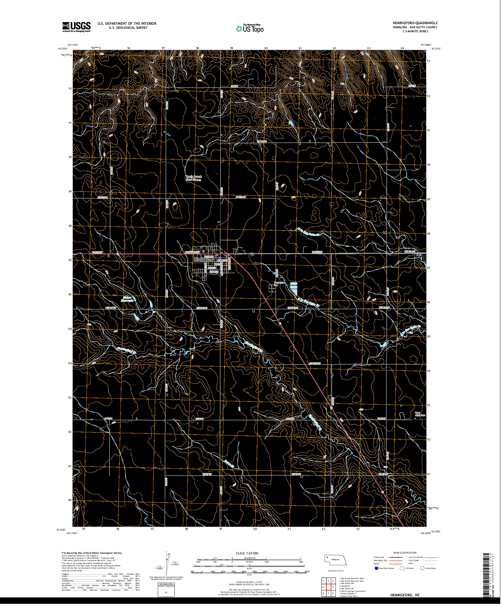 USGS US TOPO 7.5-MINUTE MAP FOR HEMINGFORD, NE 2017