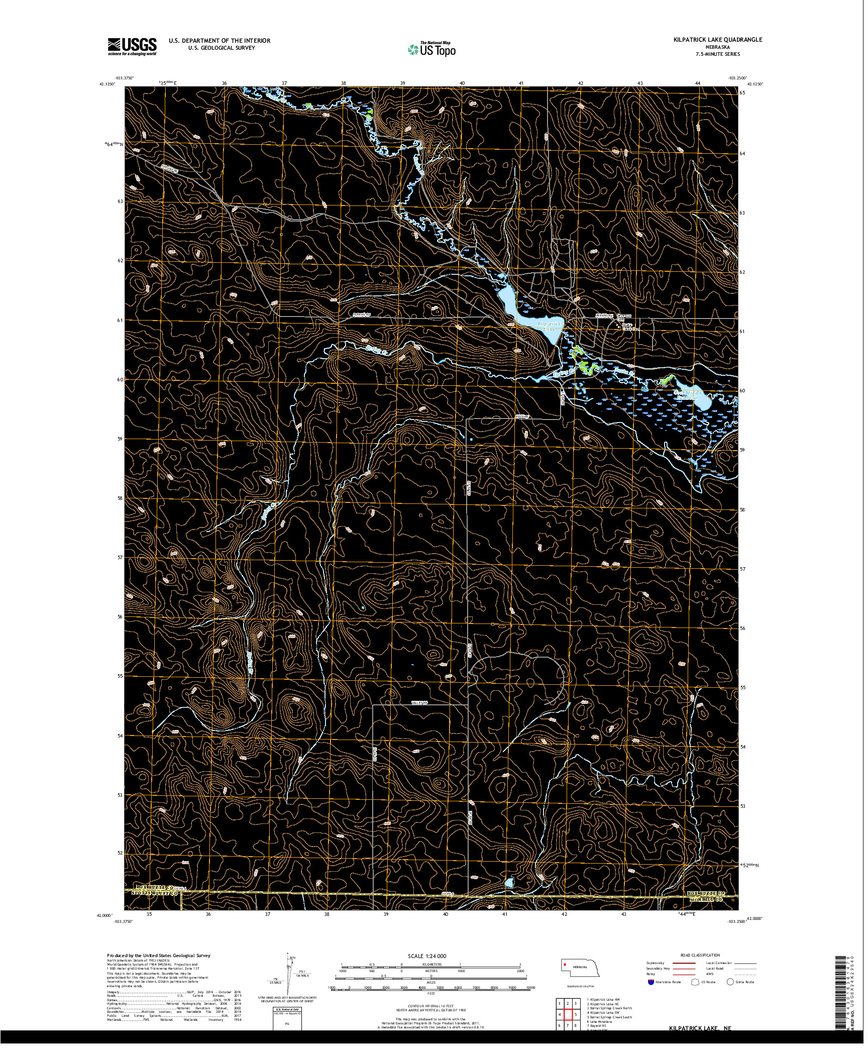 USGS US TOPO 7.5-MINUTE MAP FOR KILPATRICK LAKE, NE 2017