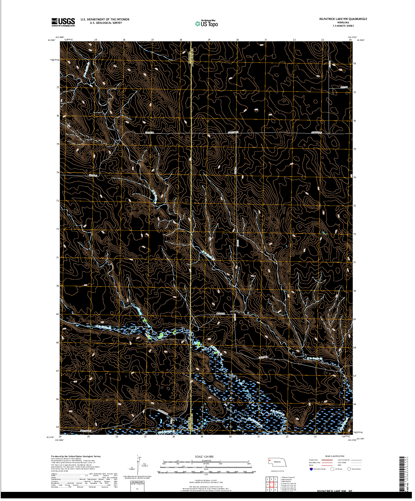 USGS US TOPO 7.5-MINUTE MAP FOR KILPATRICK LAKE NW, NE 2017
