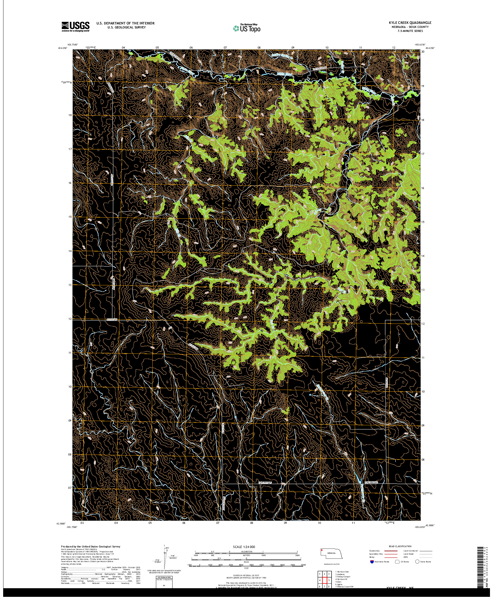 USGS US TOPO 7.5-MINUTE MAP FOR KYLE CREEK, NE 2017